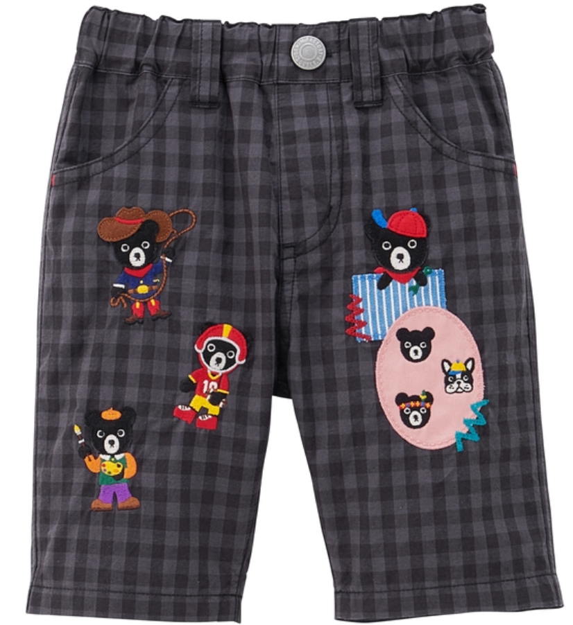 Double B 黑熊格子7分褲