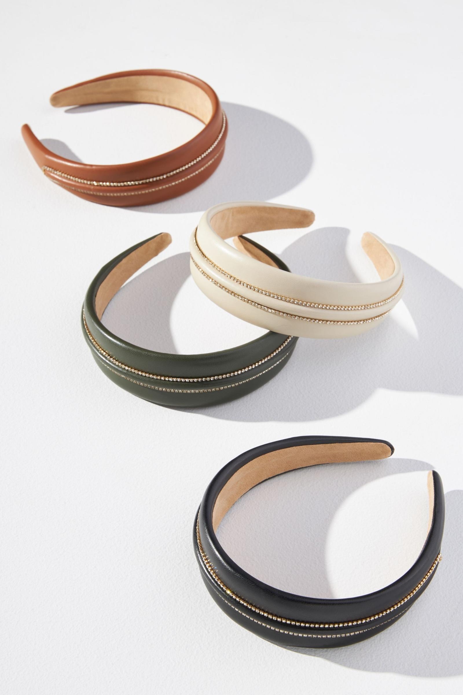 Brooklyn Dream奶油白金色 Vegan皮革细水鑽髮圈