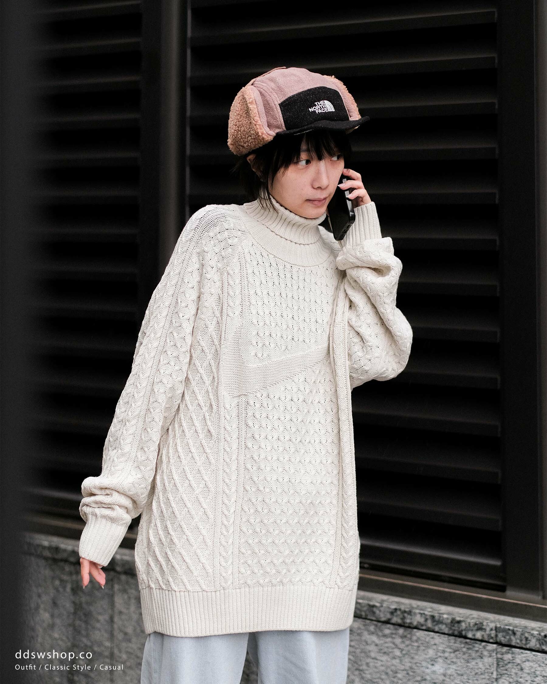 "調貨" NIKE 麻花針織衫 粗針織 高領毛衣 米白 男女款