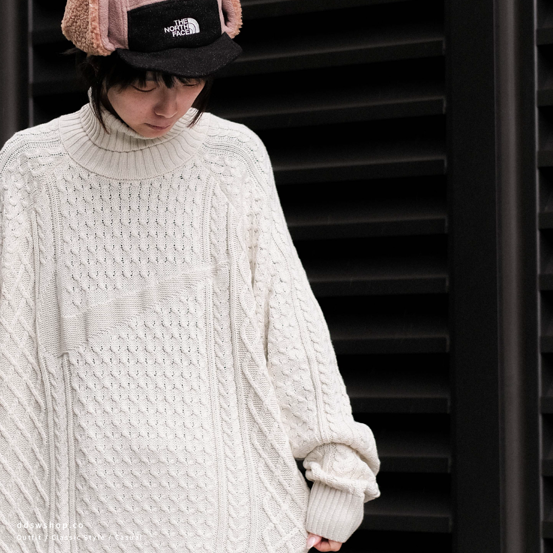 "調貨" NIKE 麻花針織衫 粗針織 高領毛衣 米白 男女款