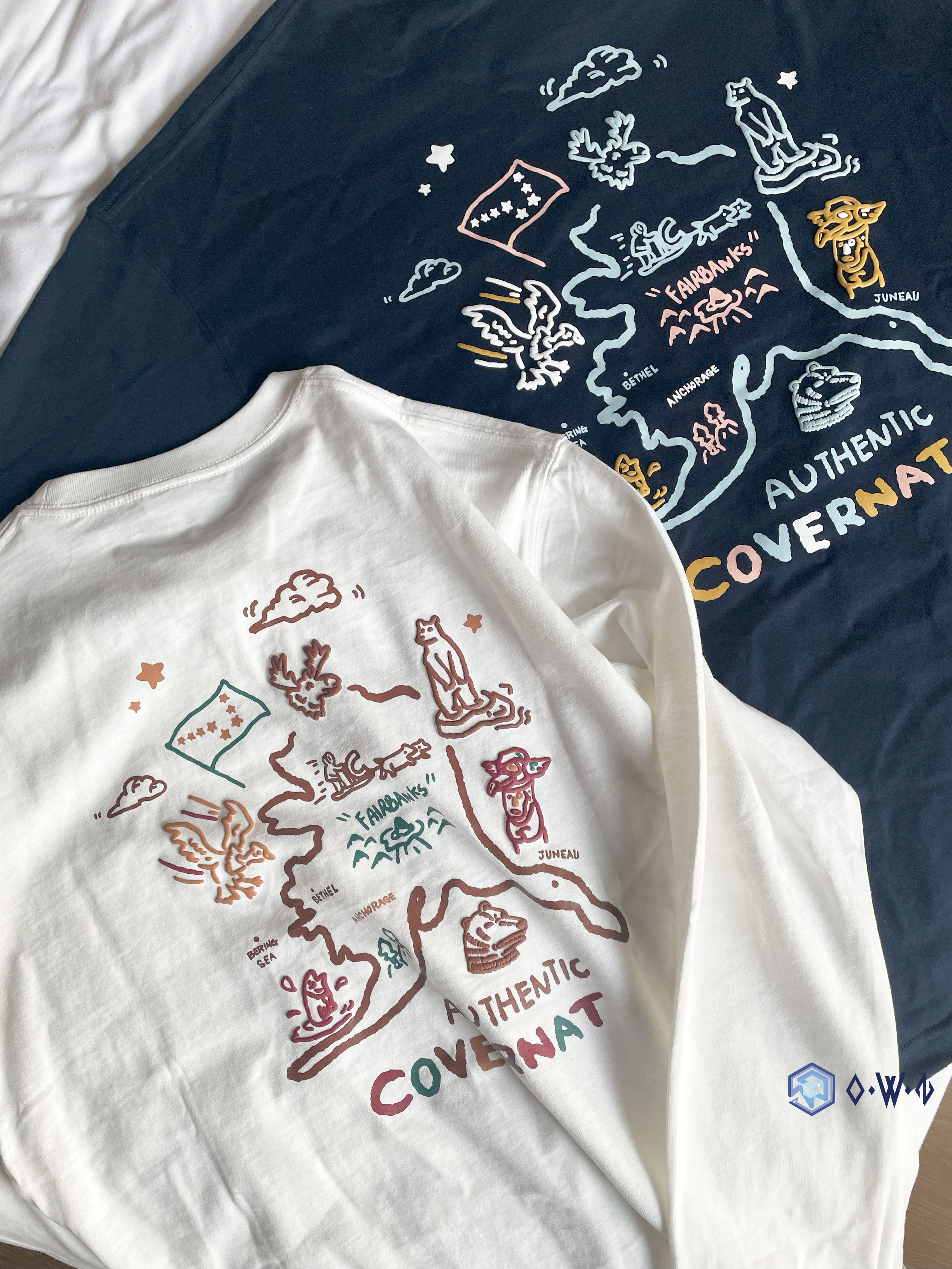 【OWN】Covernat 長袖 衛衣 新款 塗鴉風格 薄款 不分男女 深藍 白色 CO2403LT02 CO2403LT02NA CO2403LT02WH