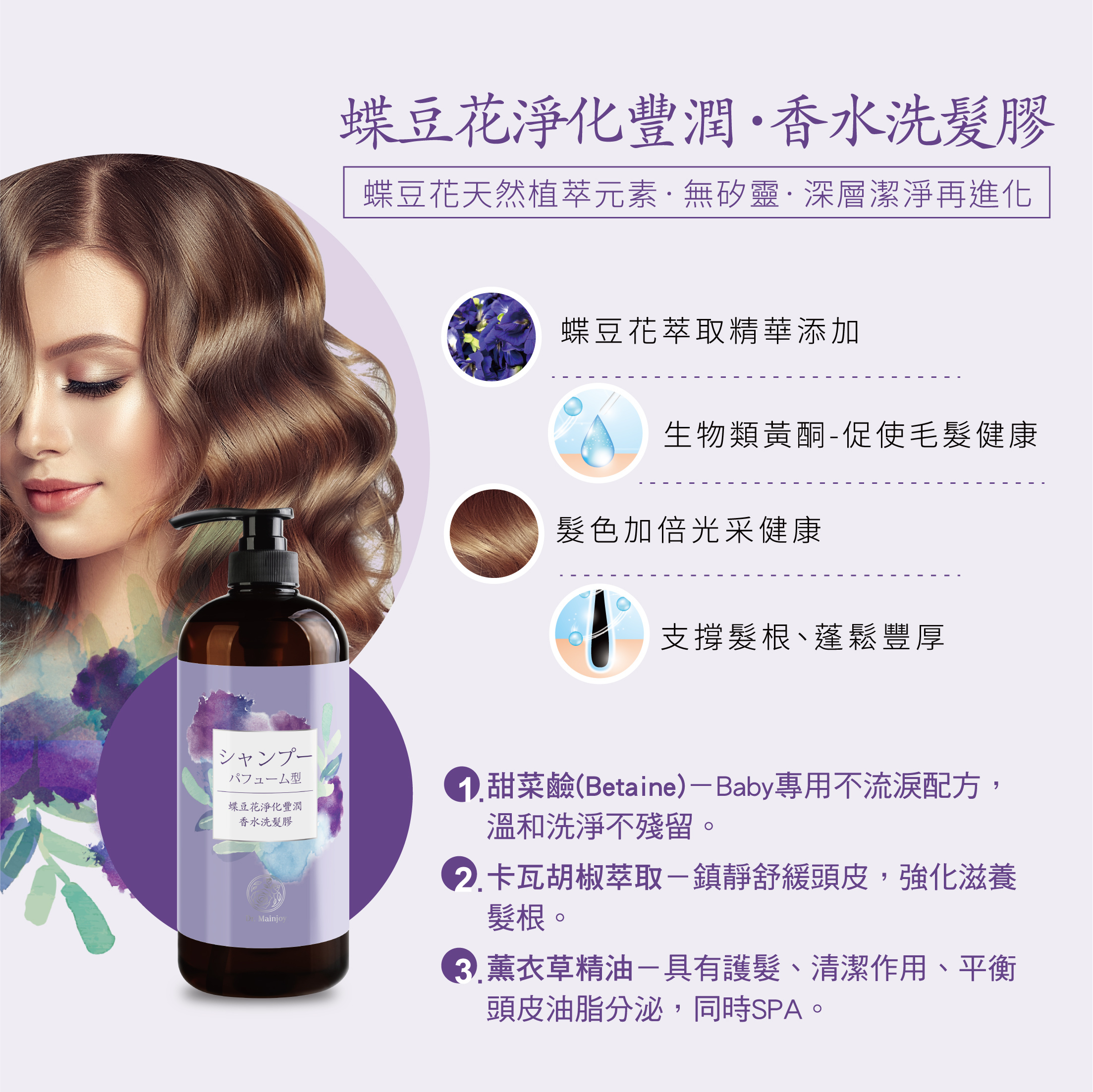 Dr.Mainjoy蝶豆花淨化豐潤香水洗髮膠950ml