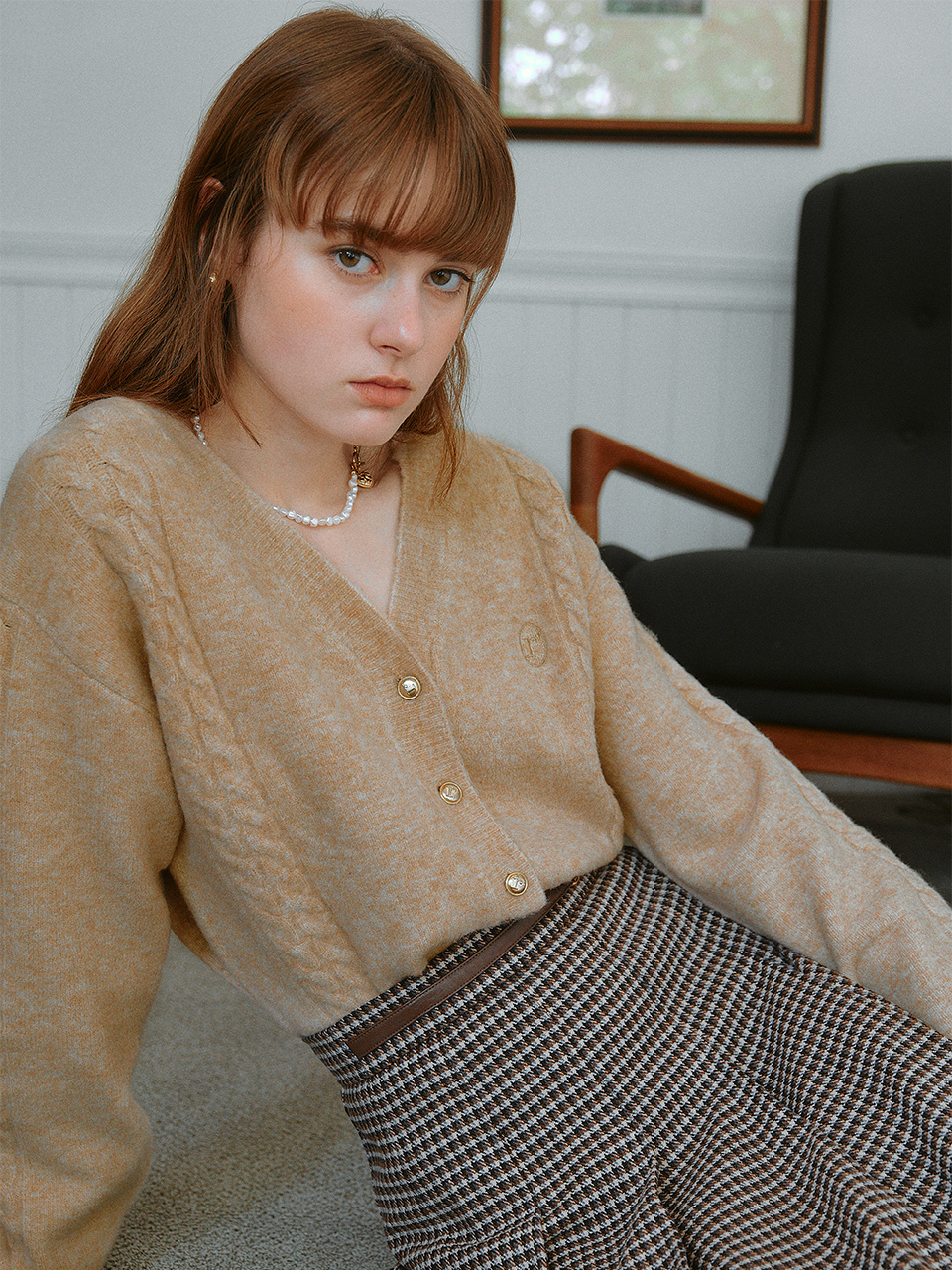 ROLAROLA CABLE LINE V NECK CARDIGAN