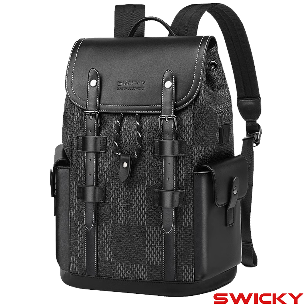 【SWICKY】經典優雅立體休閒後背包(黑)