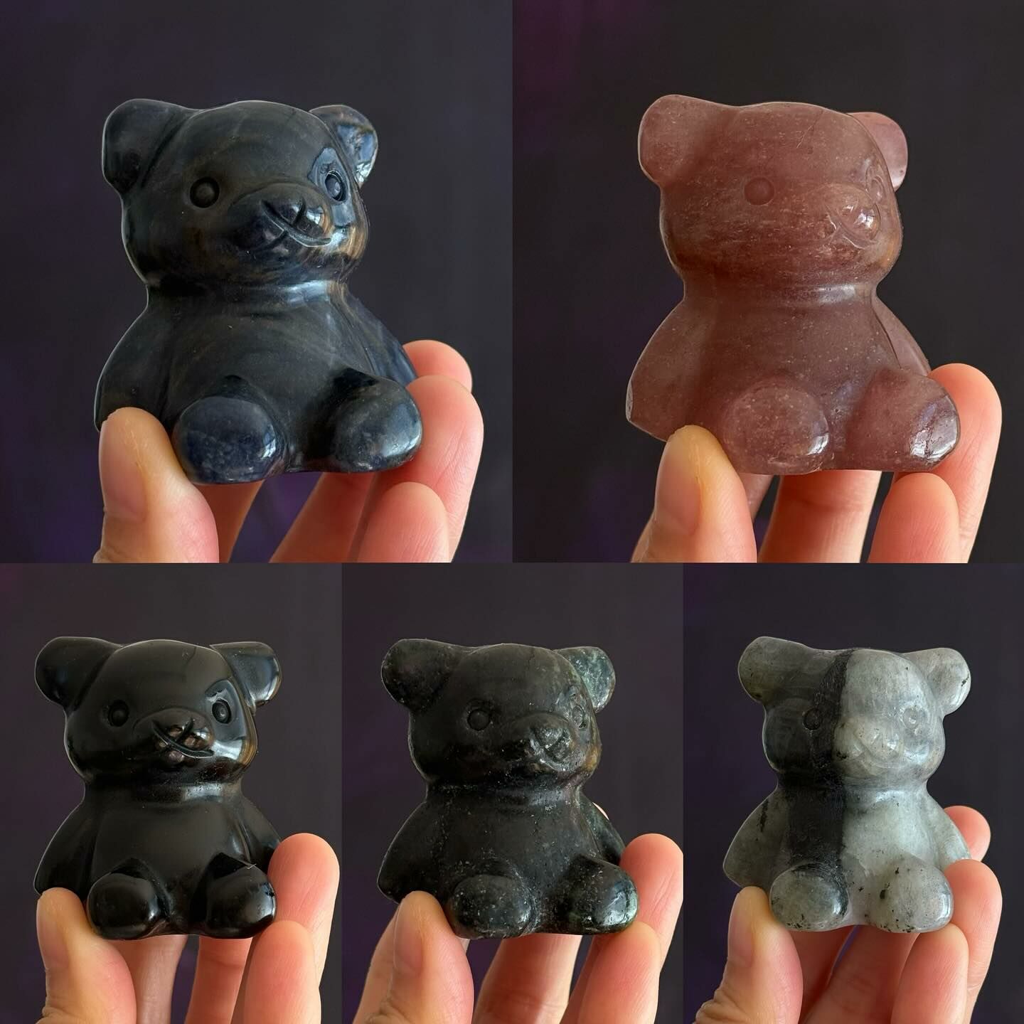 [原石] 水晶 小熊 蘇打石、草莓晶、黑曜石、紅綠寶、灰拉長石