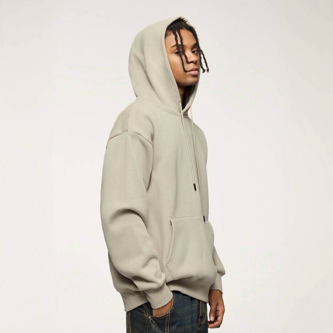 秋冬純色基礎加絨連帽上衣