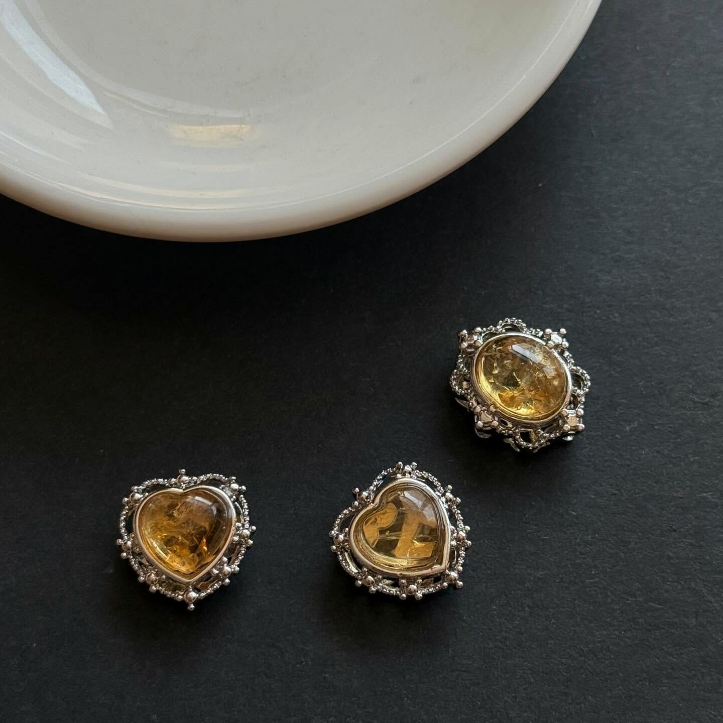 [原石] 黃水晶 通孔配件