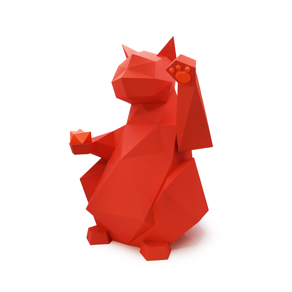 DipDipLife｜財源滾滾幾何招財貓｜紅色(大)