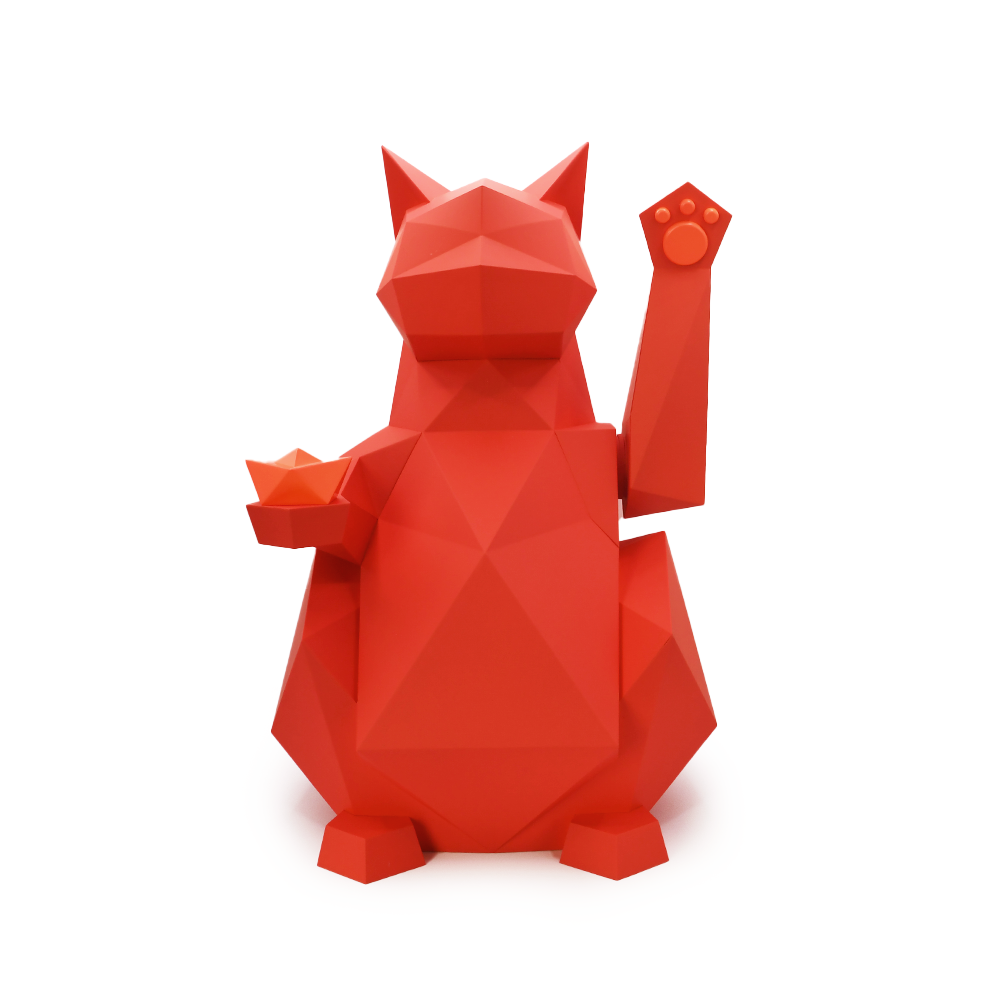 DipDipLife｜財源滾滾幾何招財貓｜紅色(大)