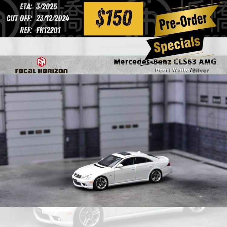 PO-$150 * FH * 1:64 MERCEDES BENZ CLS 63 AMG PEARL WHITE [OD20/12]