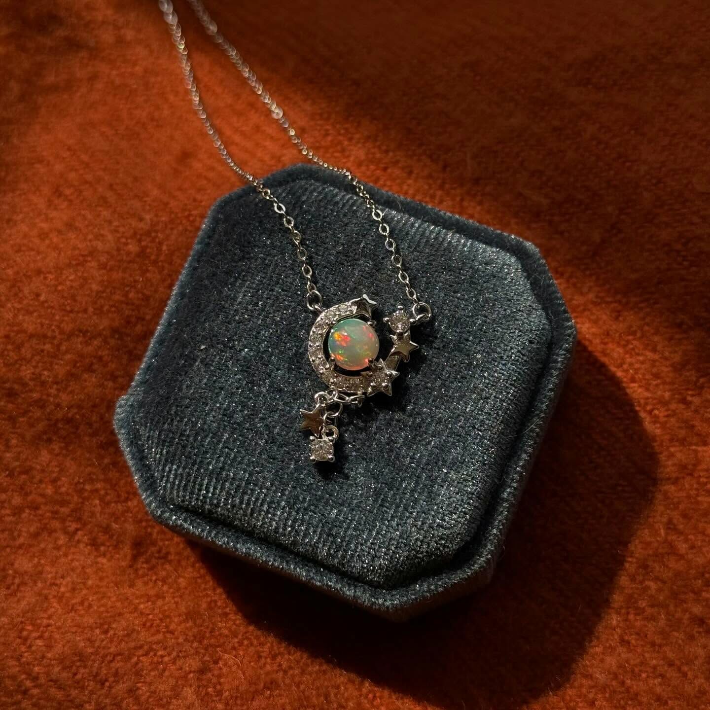 [原石] 衣索比亞蛋白石 925銀項鍊 E02