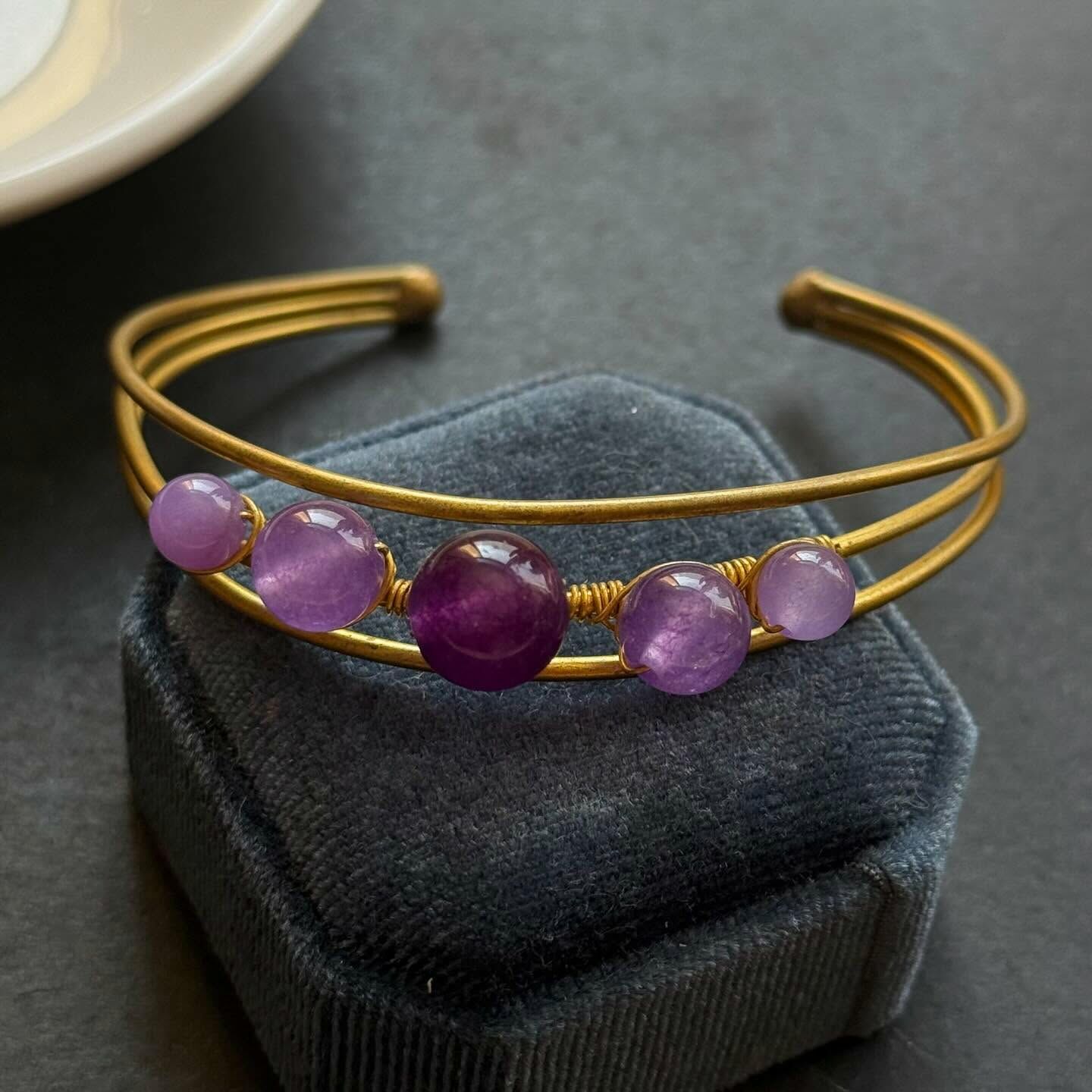 [原石] 紫晶銅手環 原創設計款手環