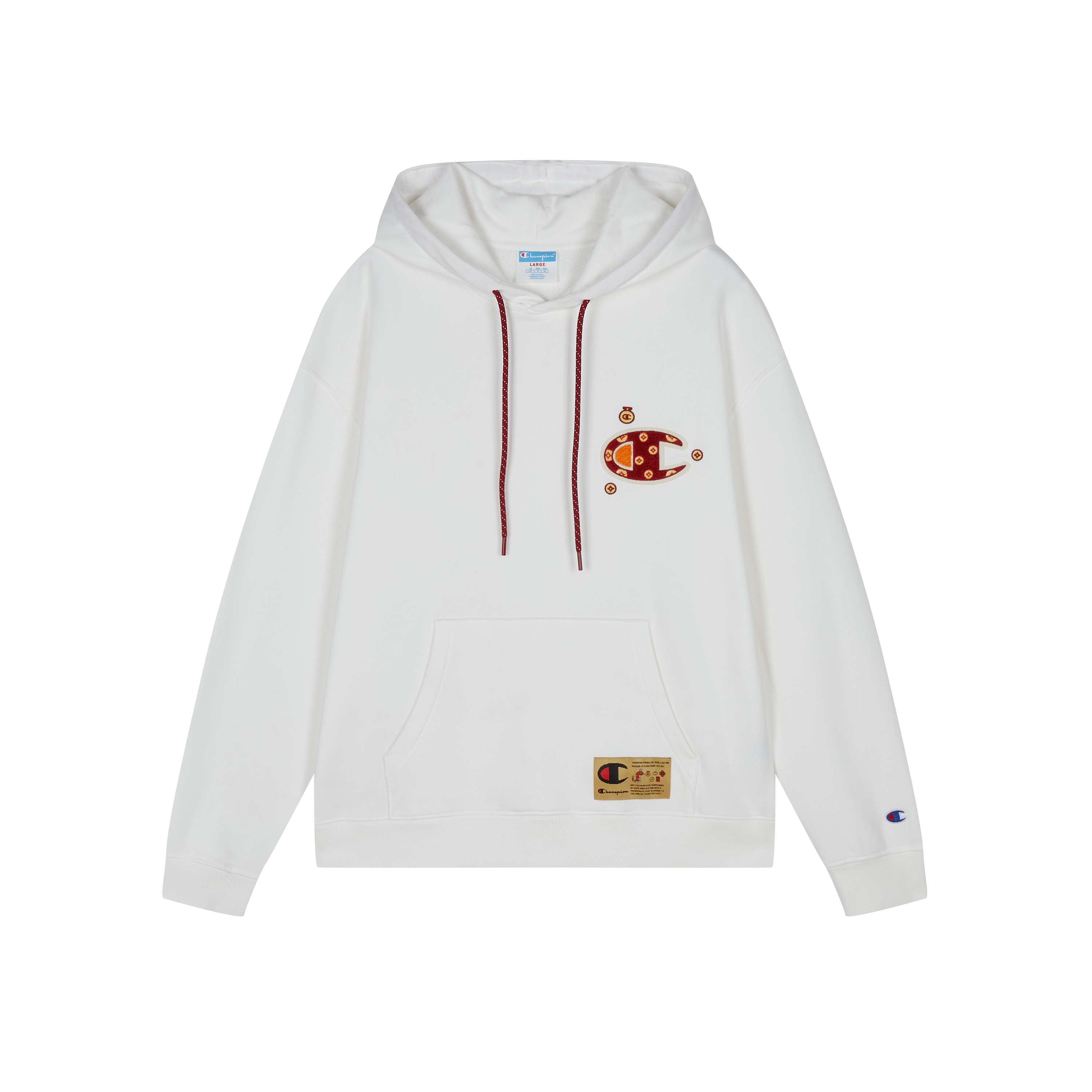 男女款- CNY限定貪吃蛇系列刺繡連帽衛衣-白色（GF050HS25-045）