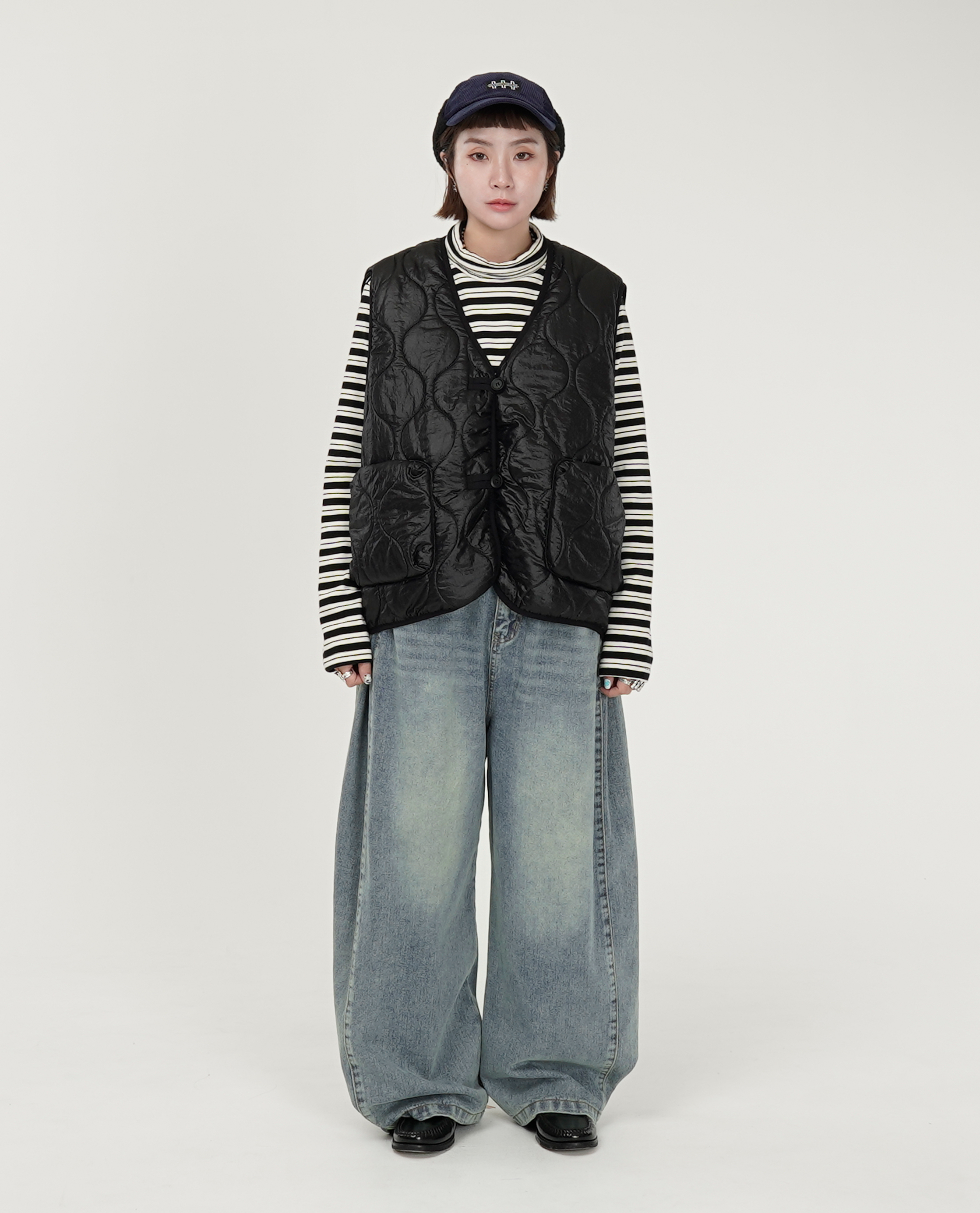 粗細條紋雙層高領t