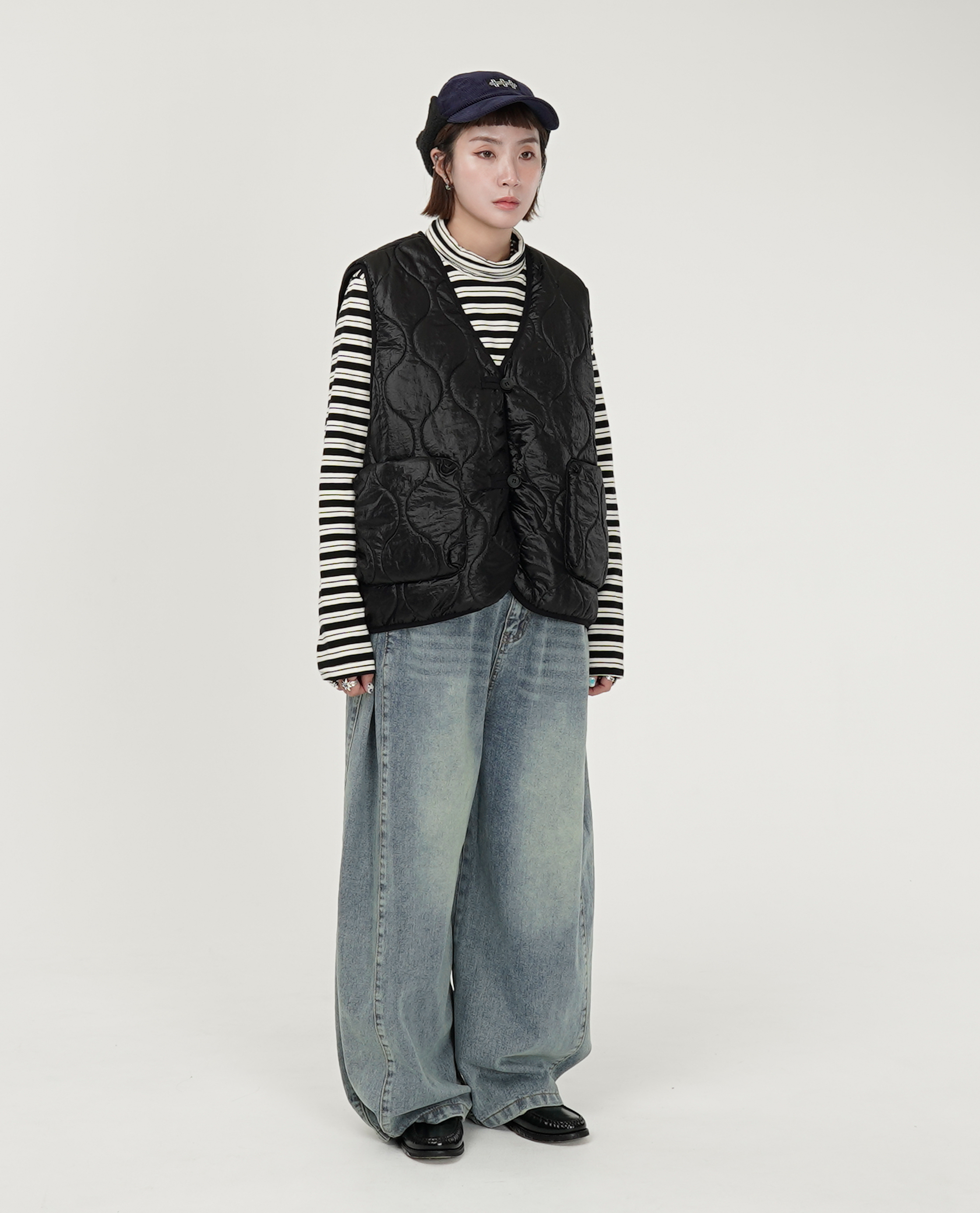 粗細條紋雙層高領t