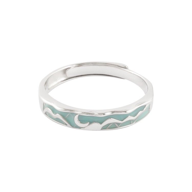 純銀對戒，情侶戒指 微光流轉珐瑯工藝；煙雨朦朧宛如一幅詩意畫卷（3960男款）