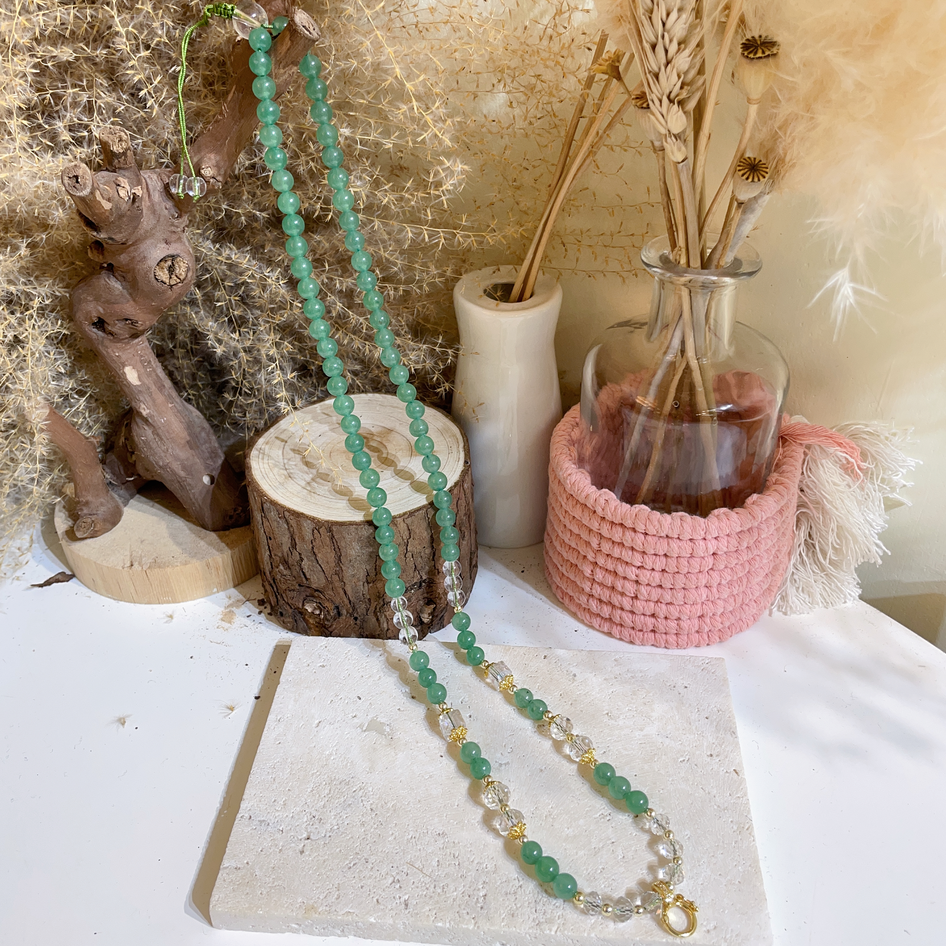 東陵玉拼白水晶萬用鏈