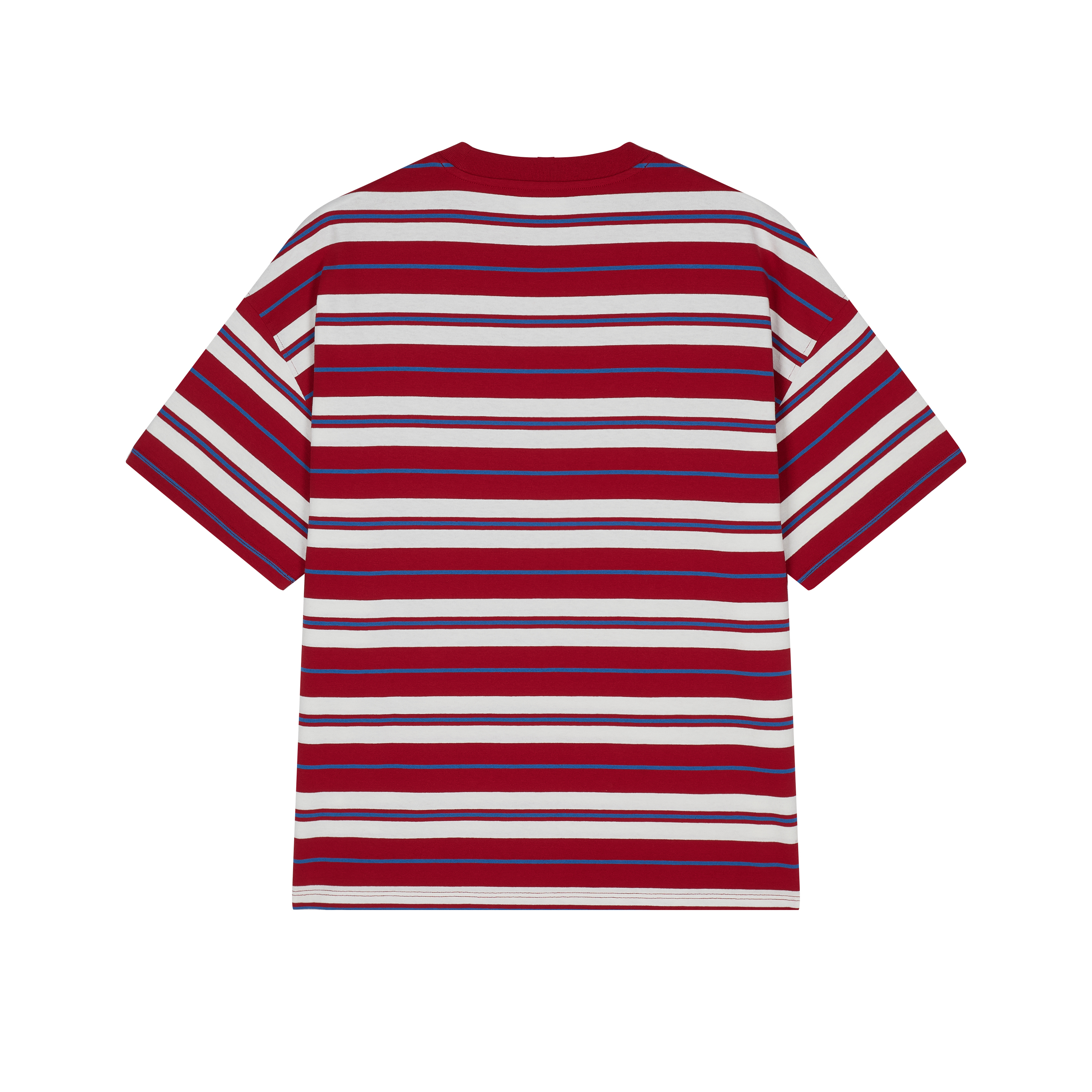 男女款-CNY限定 貪吃蛇系列條紋短袖上衣-紅色（深紅/白色）