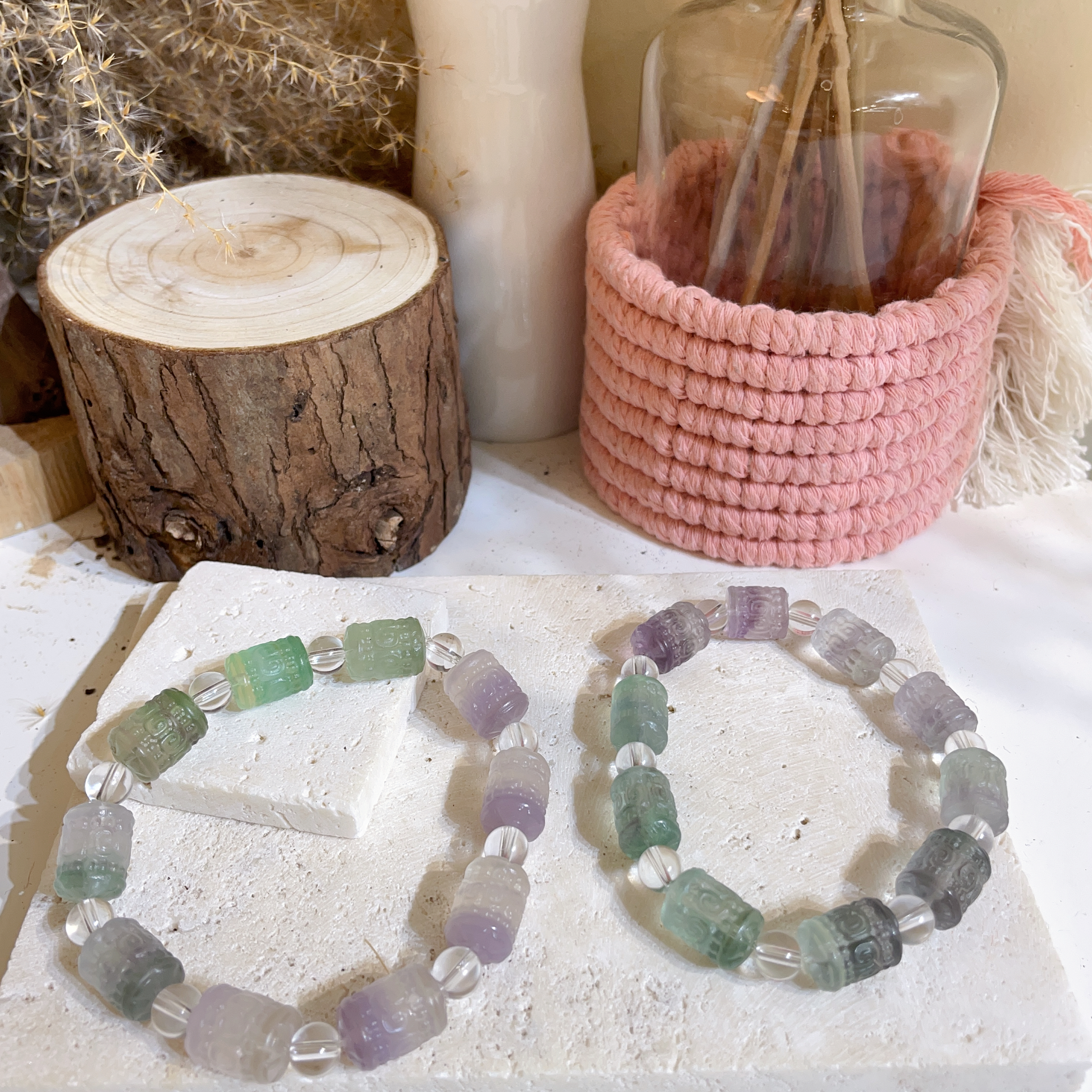 紫綠透色瑩石手串 9+mm