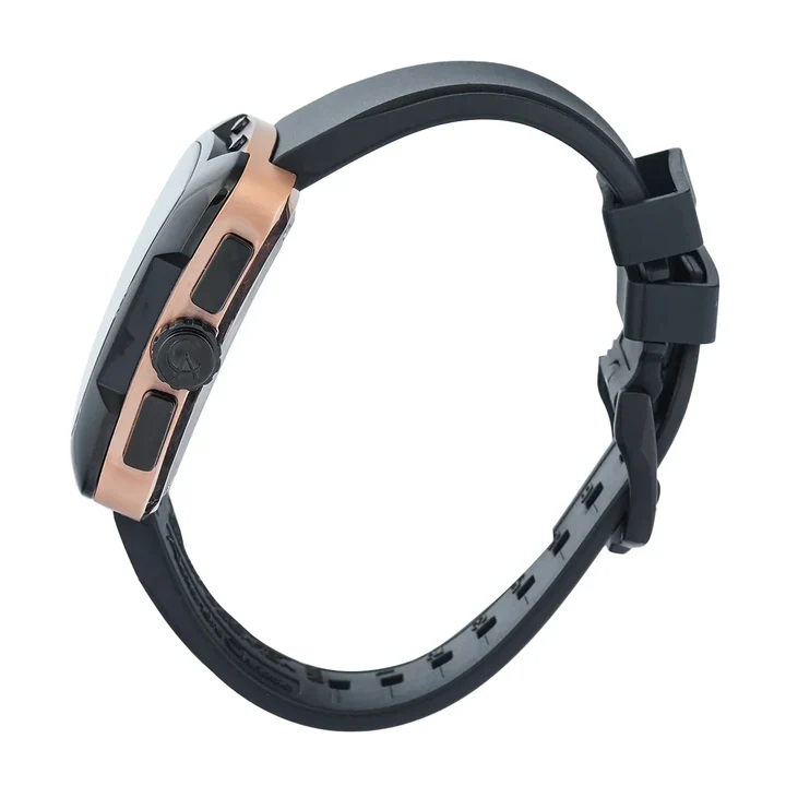 萬年鐘錶 - Alexandre Christie  3039MC系列 方形霸氣三眼計時透視男錶 3039GCRBRBA  錶徑42MM