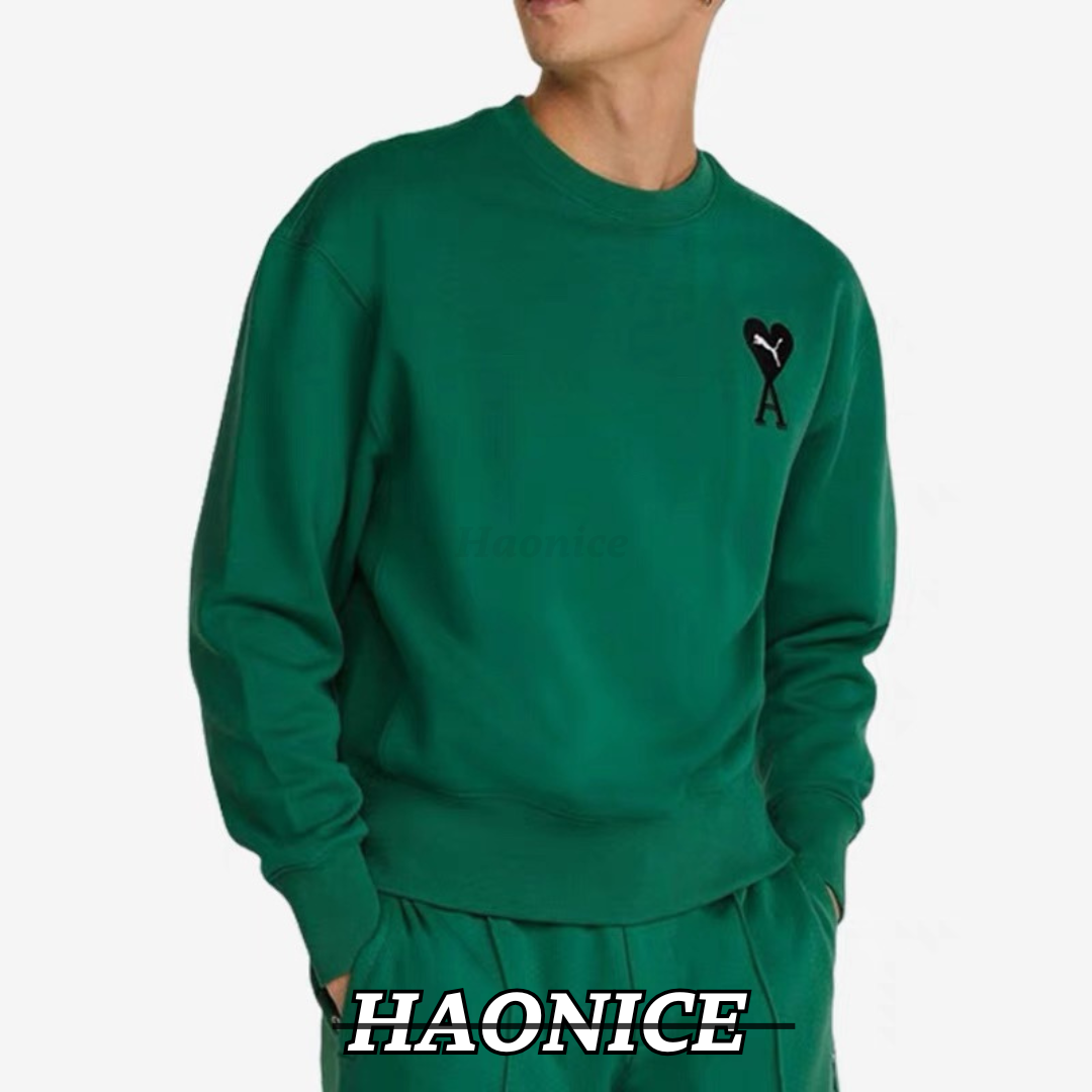 【HAO NICE】法國🇫🇷潮流  AMI PARIS 24FW秋冬季新款 胸前經典刺繡小LOGO Puma 素色百搭 長袖 大學T