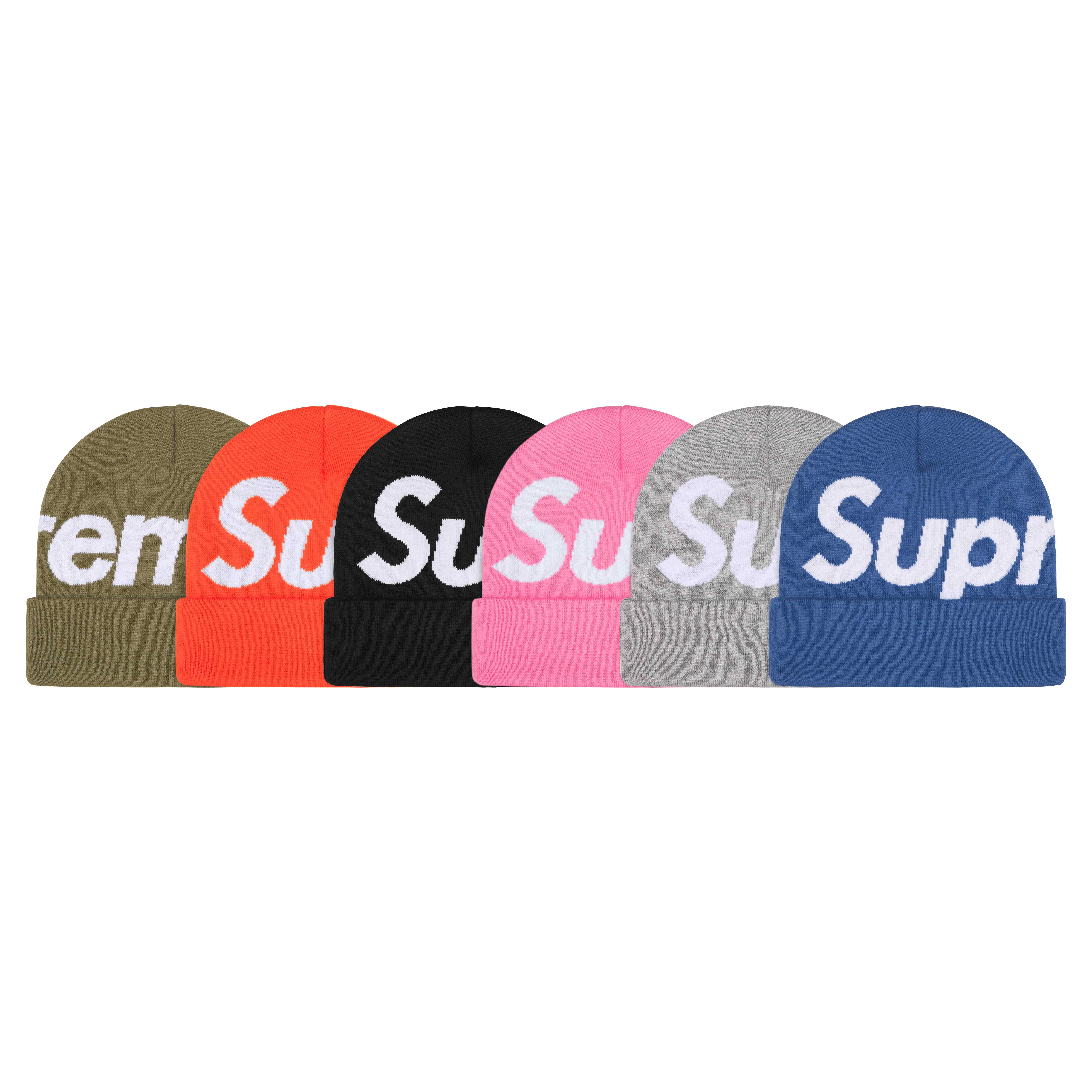 SUPREME BIG LOGO BEANIE 毛帽 大LOGO 粉/灰/黑/橘/橄欖綠-FW24BN21
