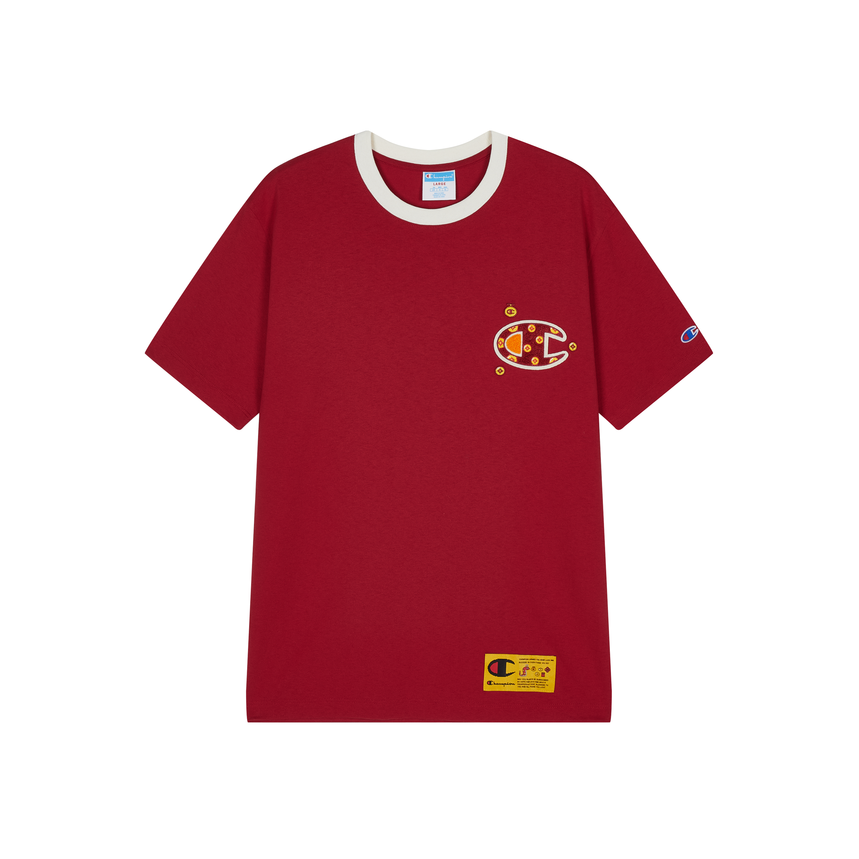 男女款-CNY限定 貪吃蛇系列刺繡短袖上衣-紅色（T057HS25-2WC）