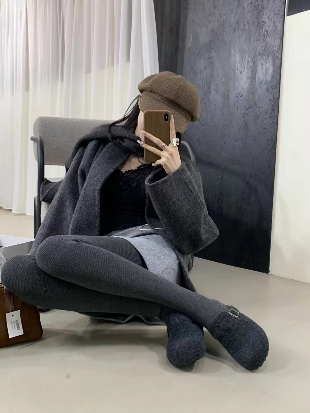 加絨毛呢勃肯半拖