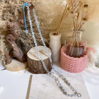 灰拉長拼白水晶萬用鏈