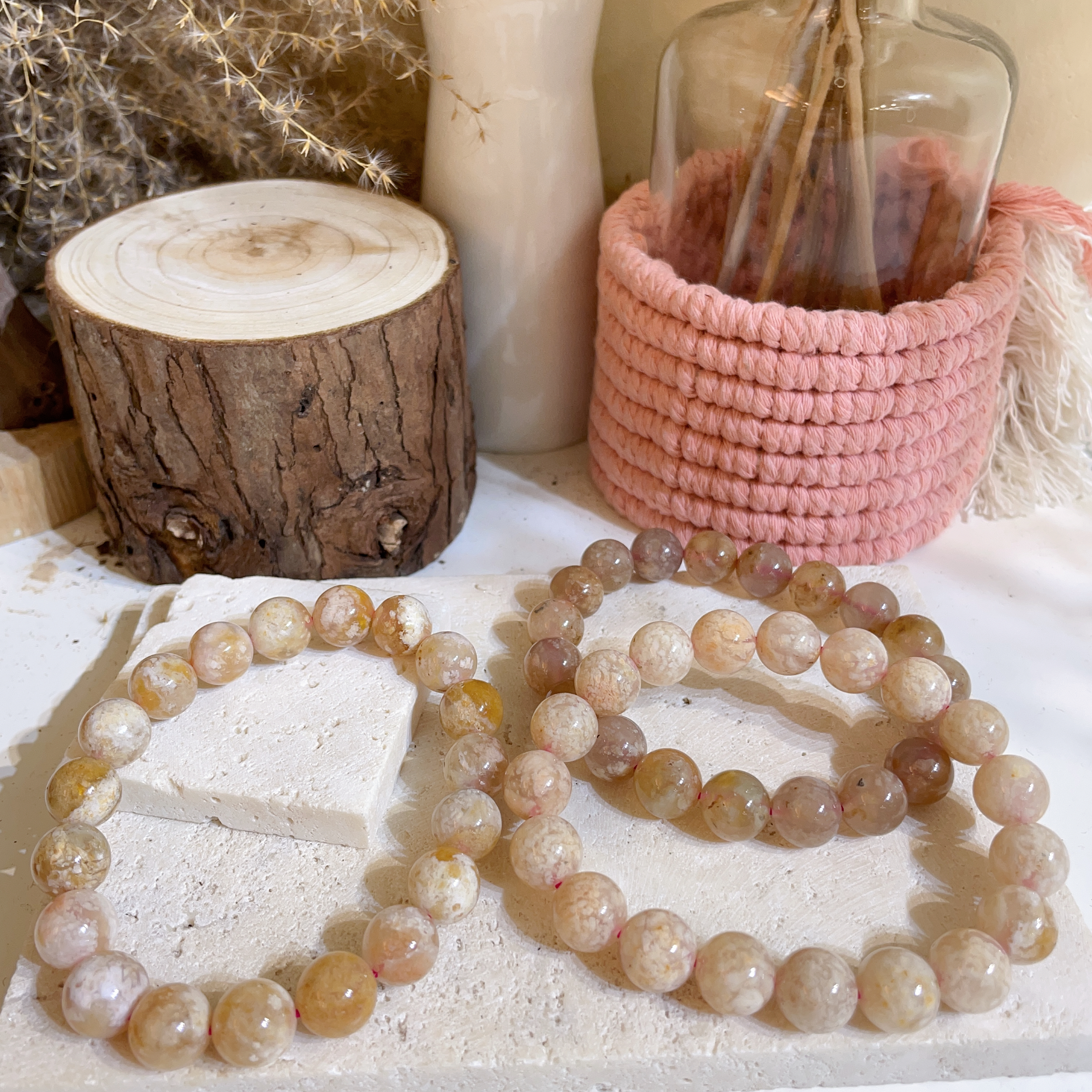 爆米花櫻花瑪瑙手串 10mm