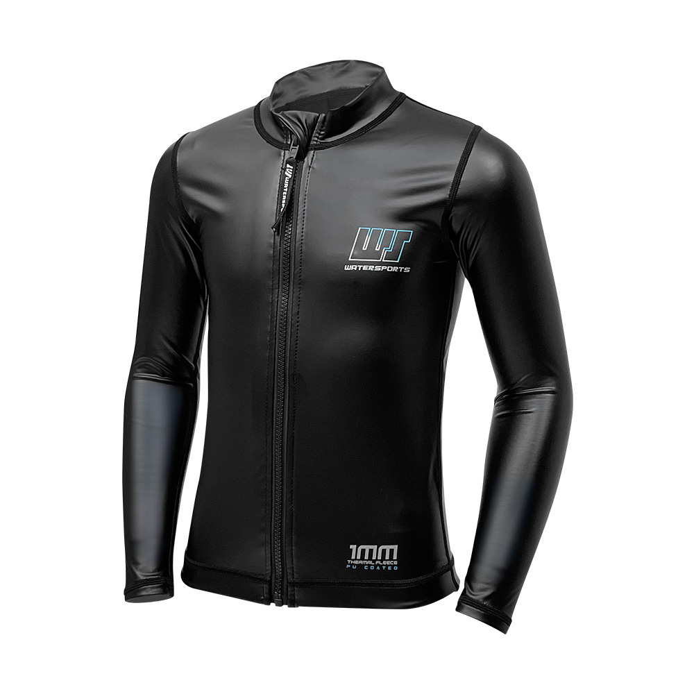 1mm 兒童高領 PU塗層抓毛游泳保暖夾克 - 黑