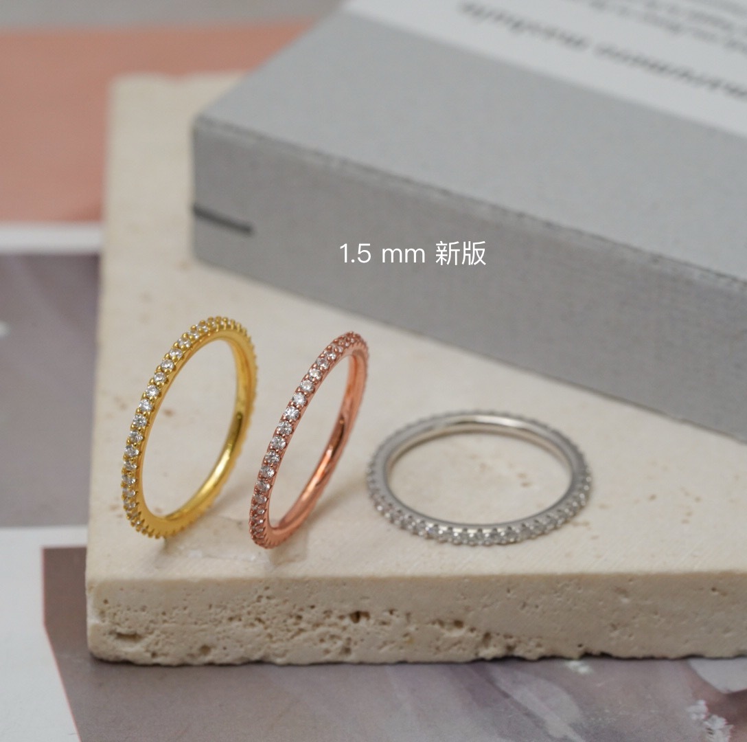 Svr23 (1.5mm 鍍白金全圈鋯石戒指)