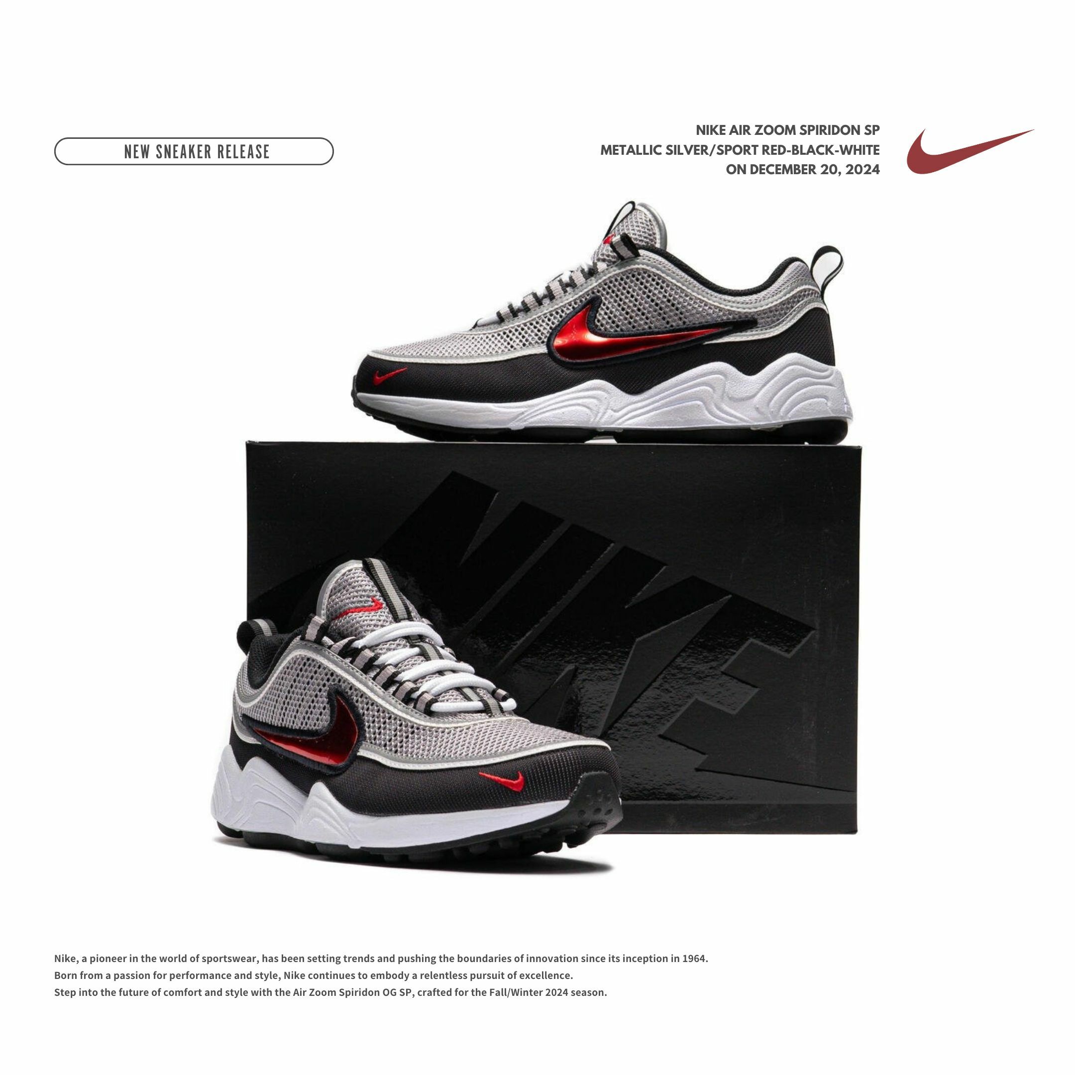 NICEDAY 代購 Nike Air Zoom Spiridon OG 黑灰 小紅勾 男女尺寸 HF9117-001