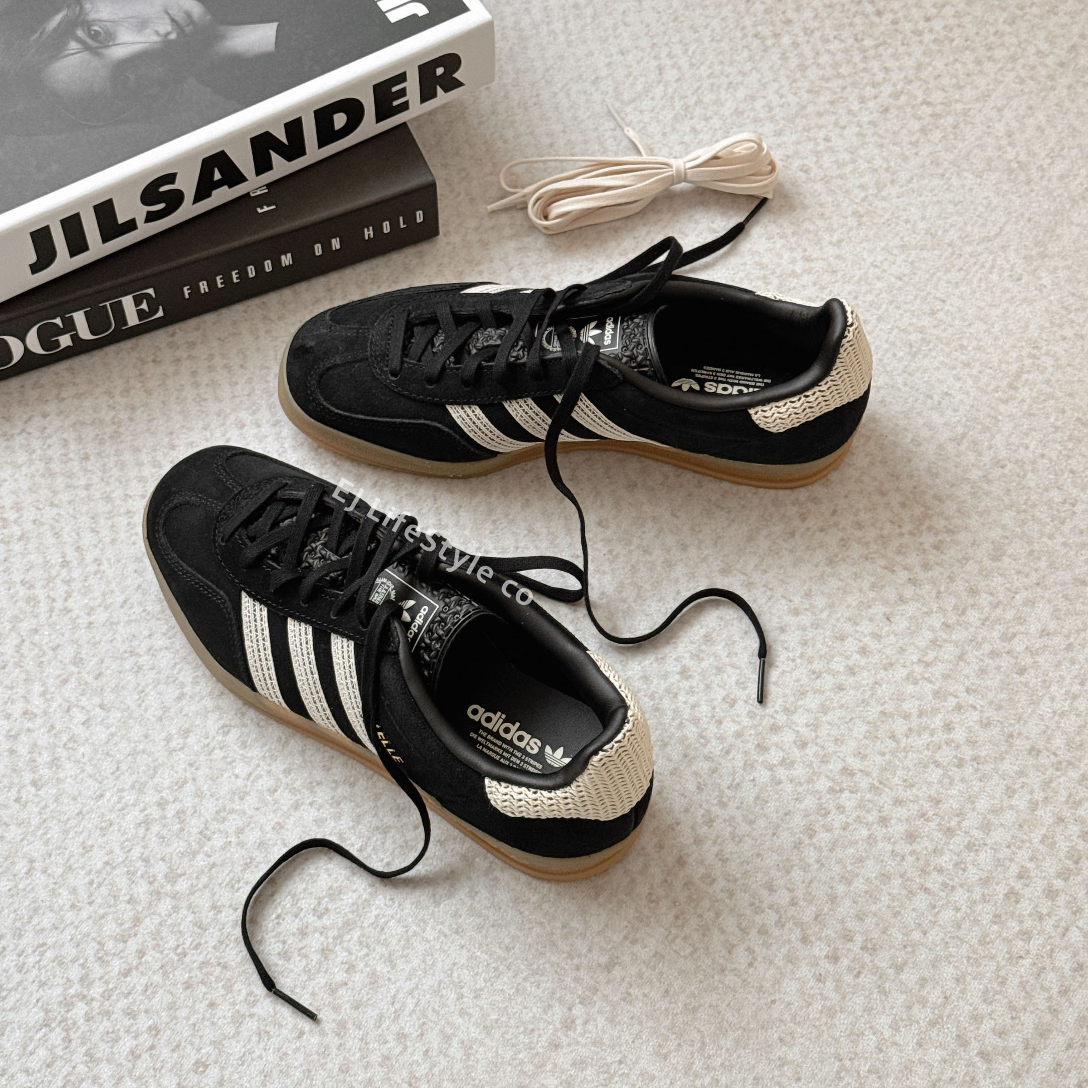 ADIDAS GAZELLE INDOOR 黑奶油 編織 米白 焦糖底 復古 女鞋 JI2755 / 調貨