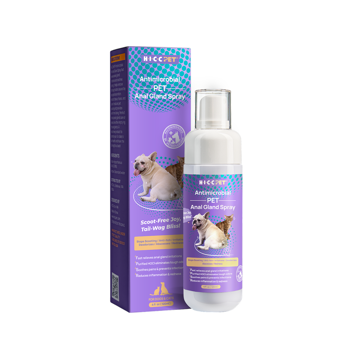 HICC PET - 貓狗寵物肛門腺護理噴霧 (120ml)貓狗通用