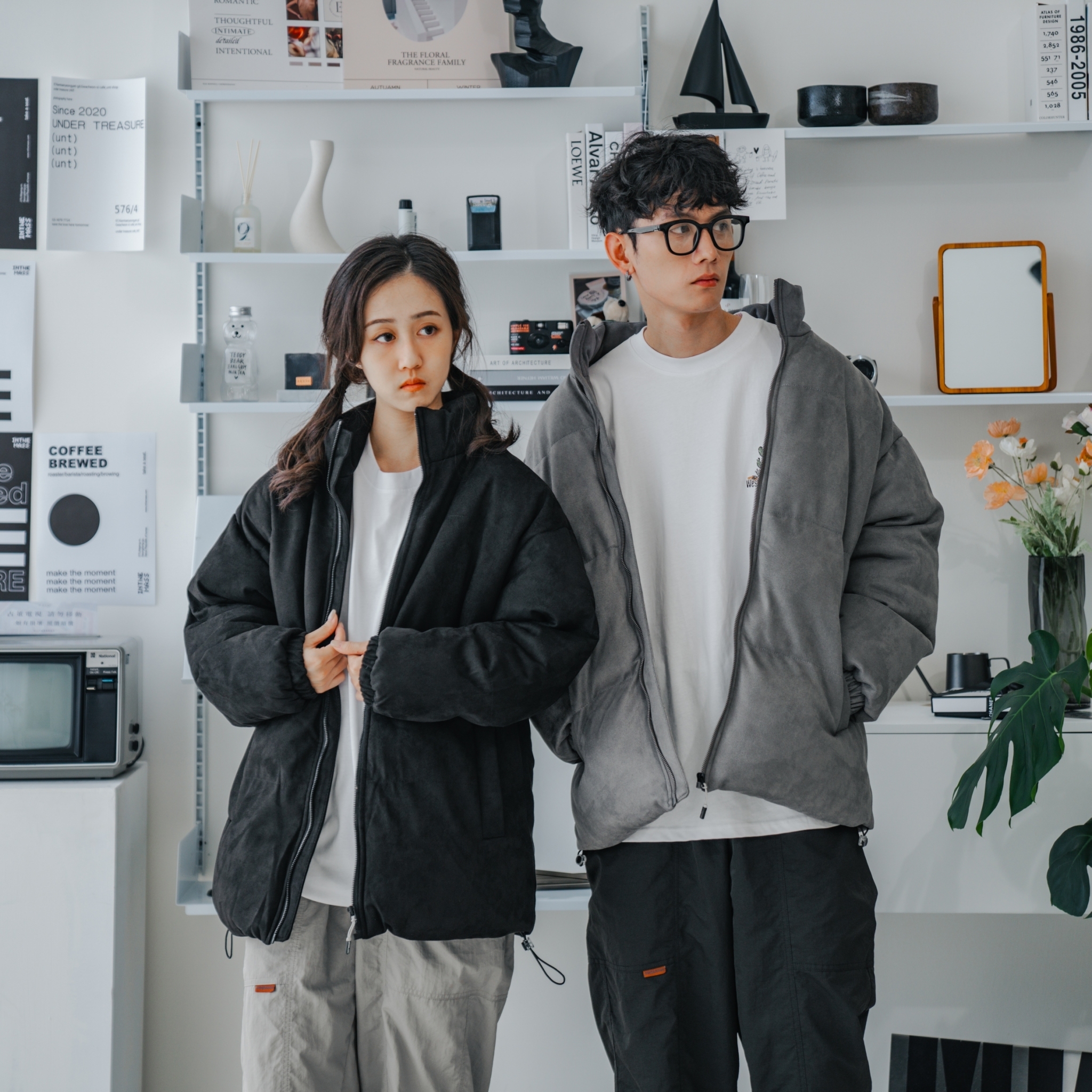 鹿皮絨鋪棉立領麵包外套 8805