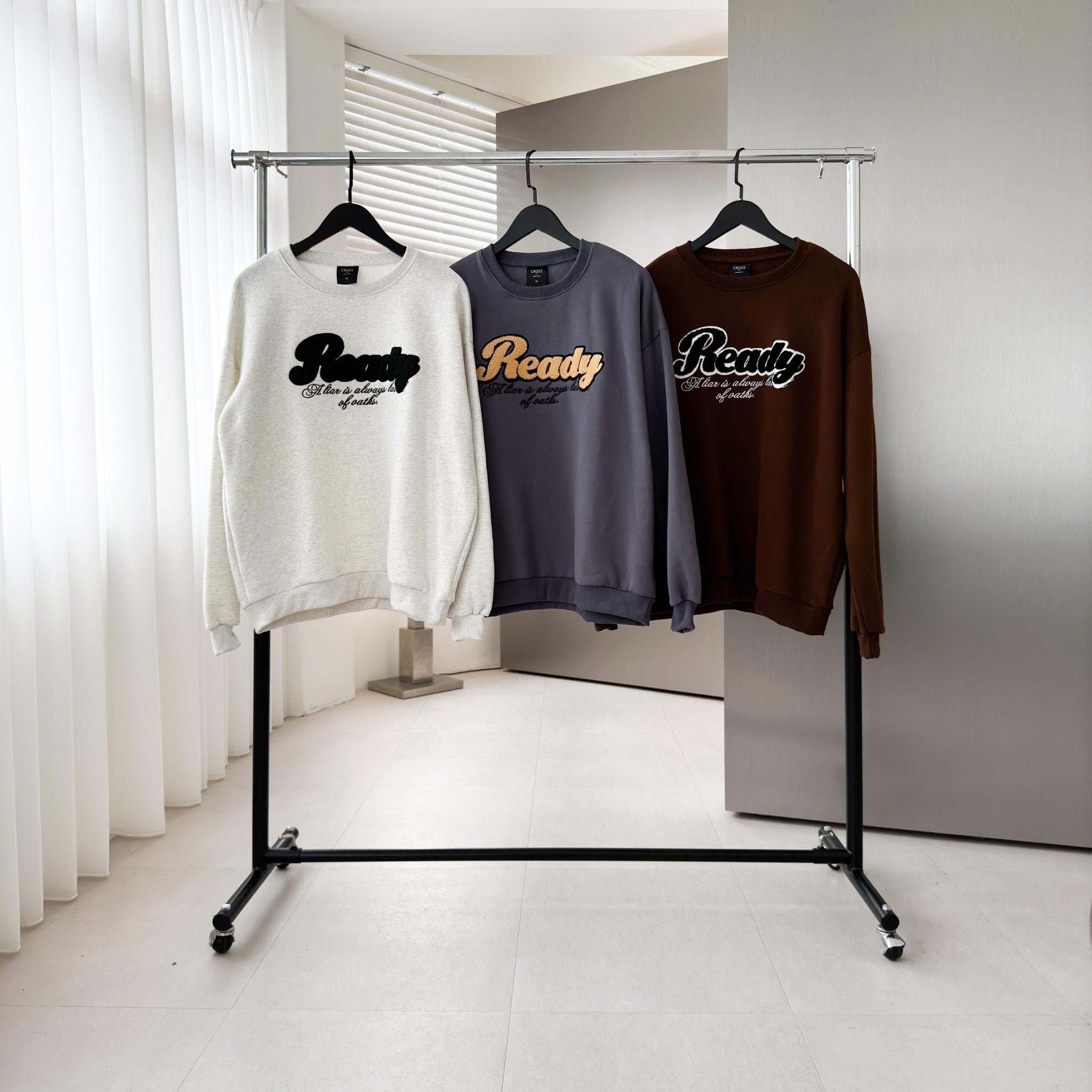 Ready 美式毛巾繡大學T 98180