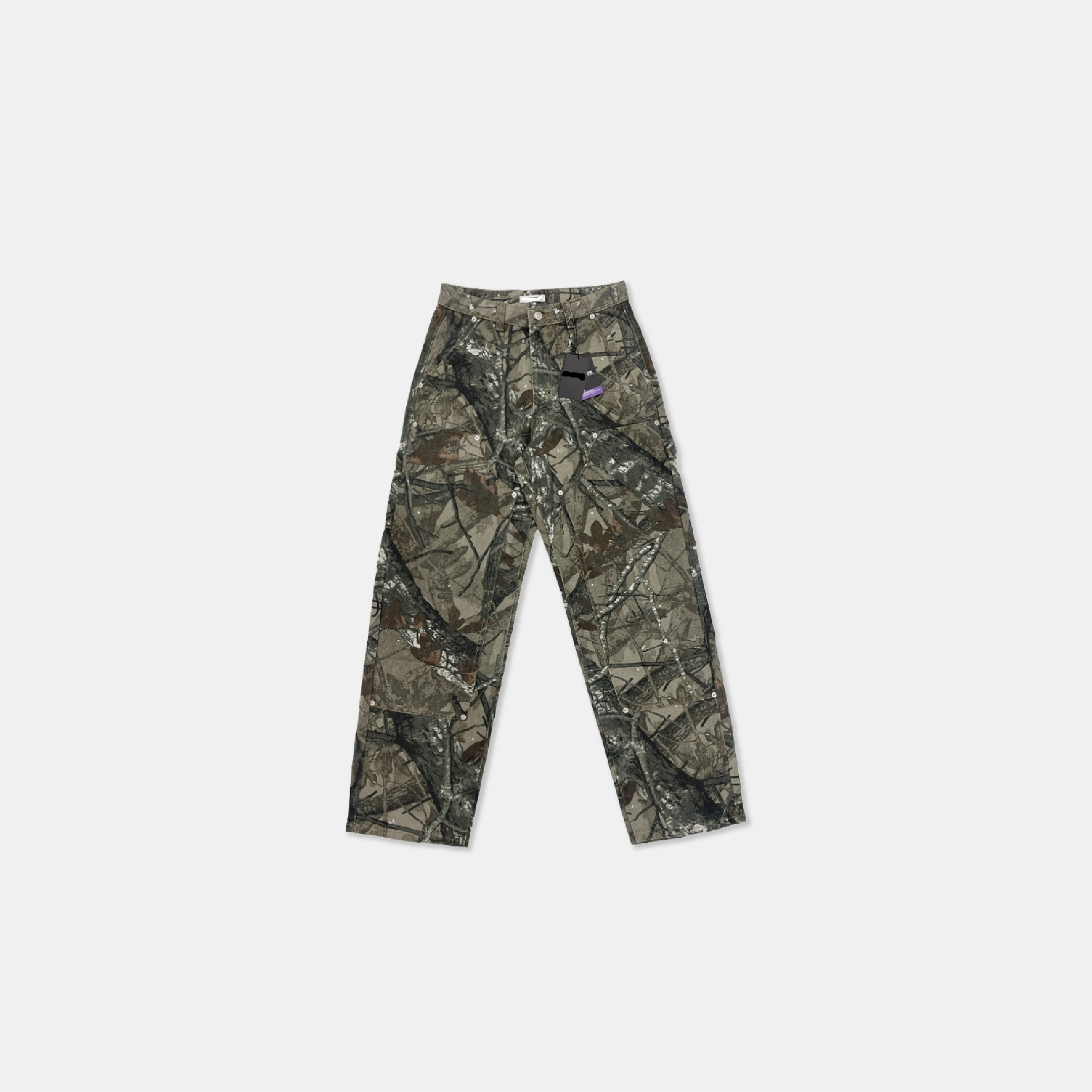 韓國 樹紋 迷彩 工裝 闊腿 長褲 工作褲