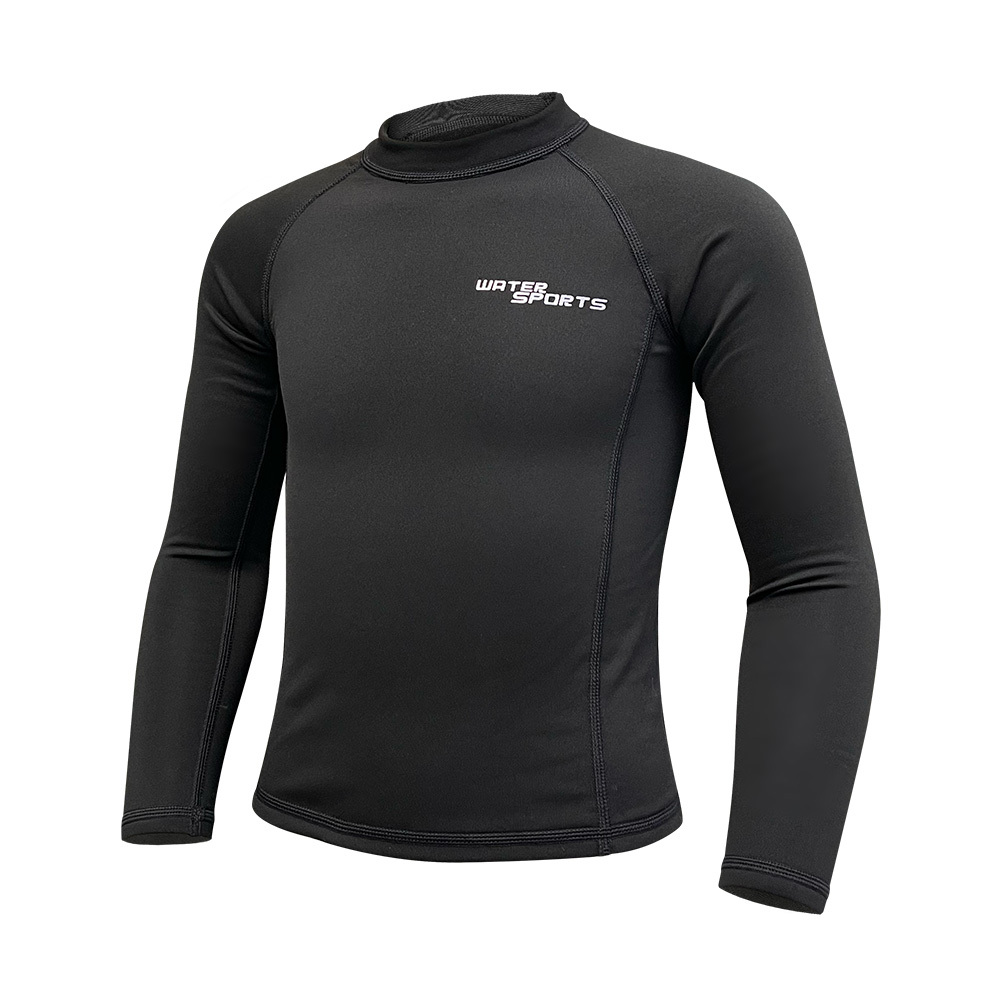 0.8mm 兒童短纖抓毛游泳保暖上衣 - 黑