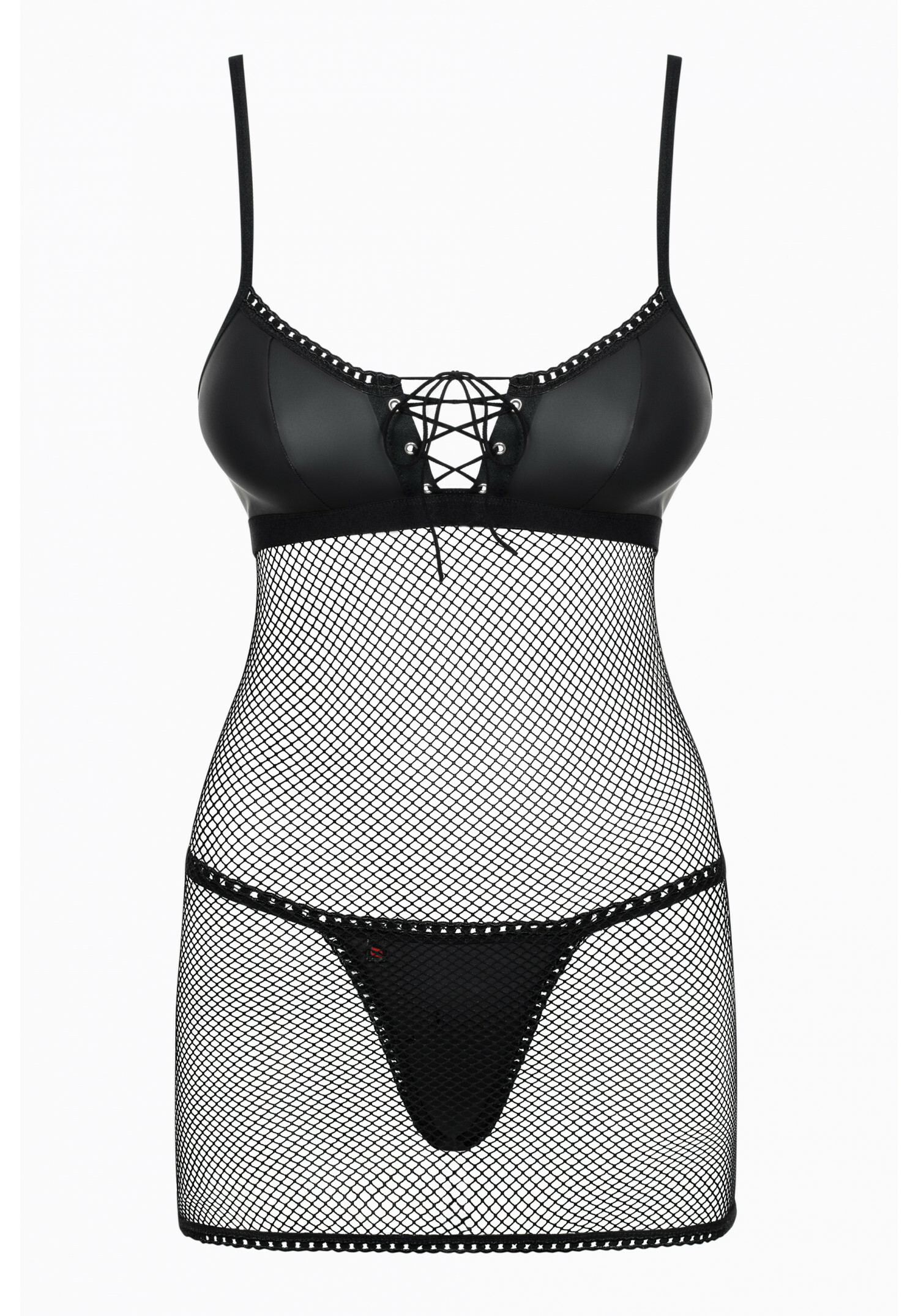 Obsessive - Redella chemise & thong 性感皮革網格情趣內衣 - S/M/L/XL