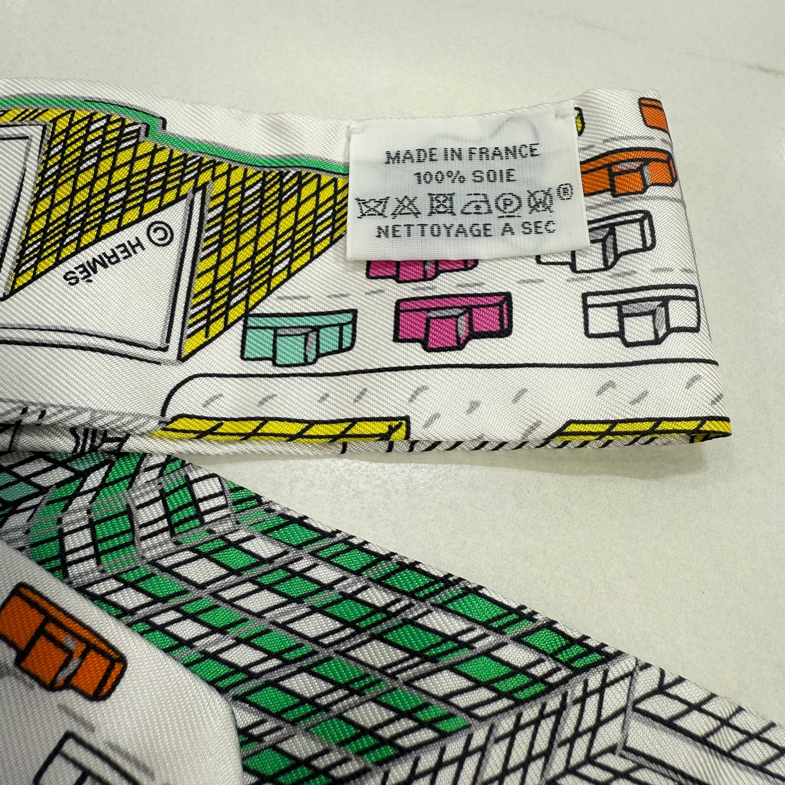 全新 HERMES TWILLY 絲巾 H063969S 03 白色/藍色/綠色 Pantin City Twilly #BRANDNEW #香榭站正品