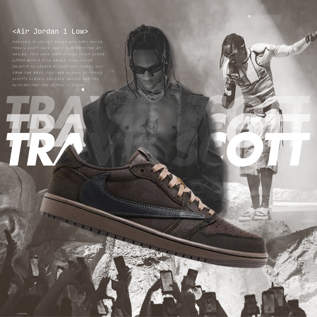 Travis Scott x Air Jordan 1 Low 聯名款 倒鉤 9.0 絲絨摩卡 黑棕 DM7866202