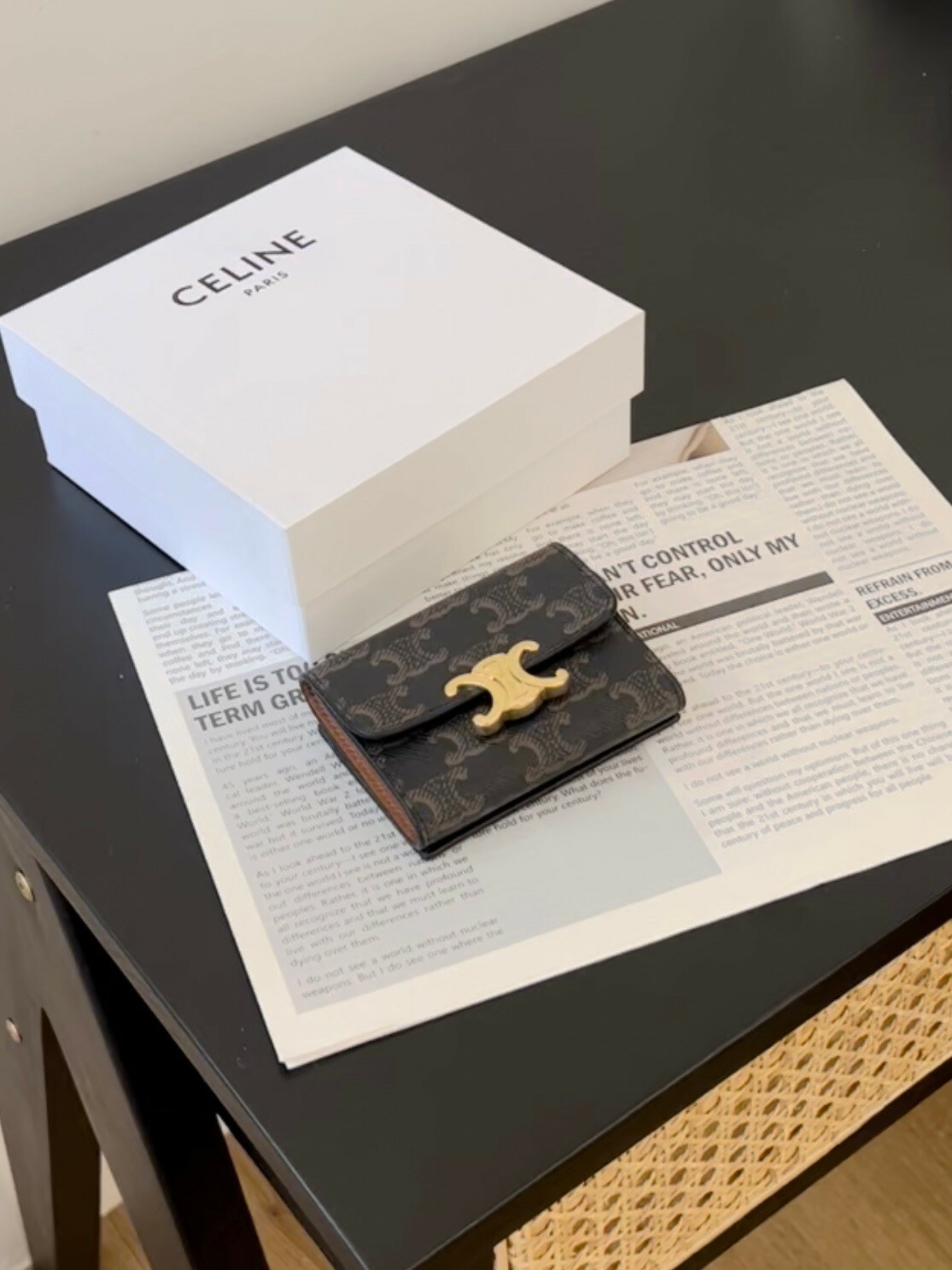 CELINE｜凱旋門二合一短夾 深老花