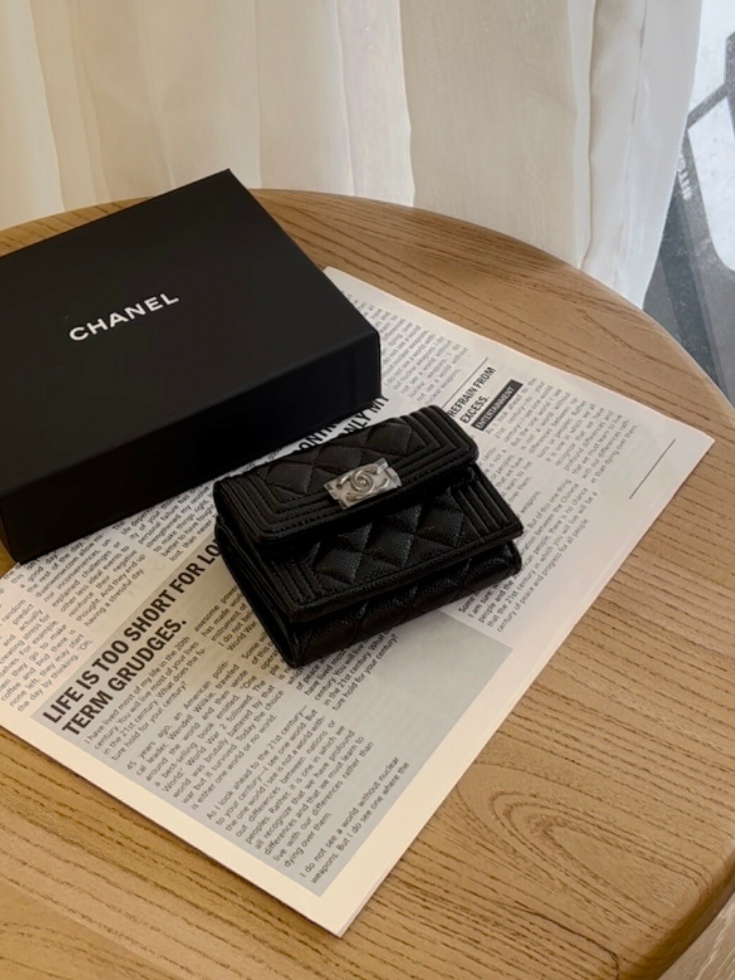 CHANEL｜BOY 迷你三折短夾 黑銀