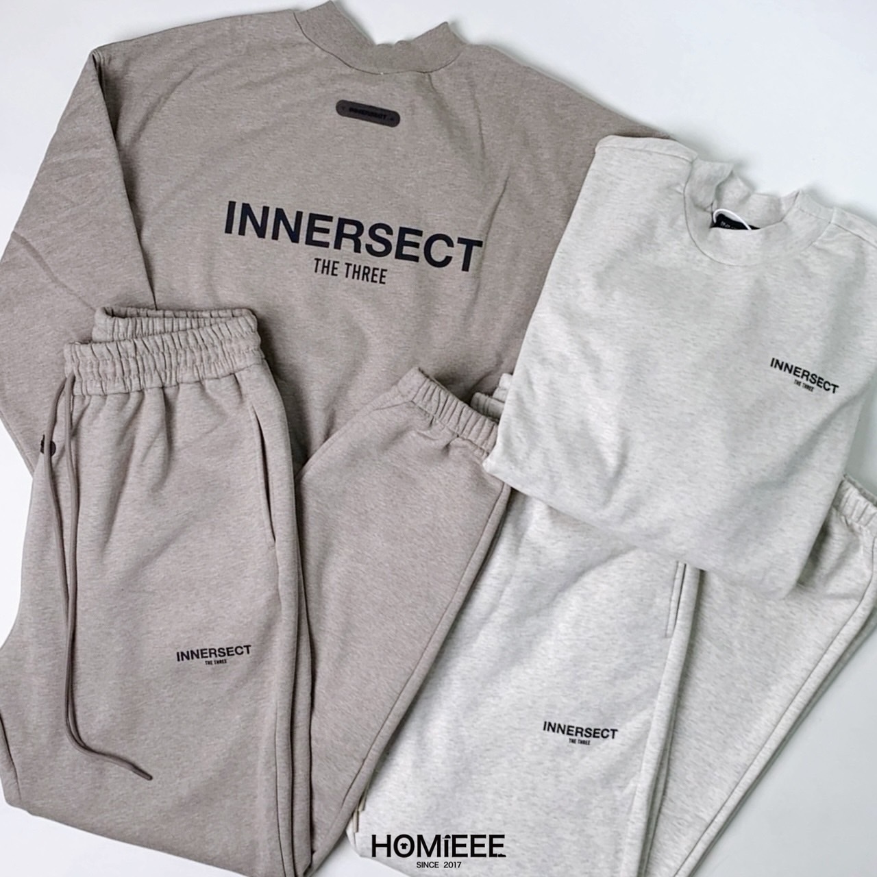 INNERSECT 三生萬物 衛衣 大學T 連帽外套 棉長褲 經典 套裝 深燕麥 淺灰