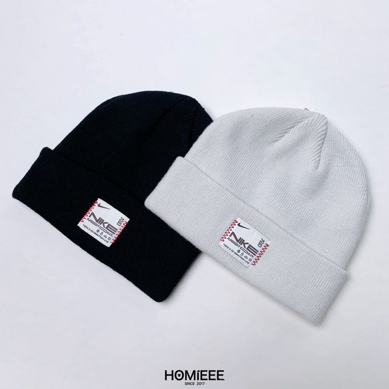 Nike Nsw Beanie 毛帽 經典勾勾 貼布 雙面戴 黑色 米灰 男女 [HF7024]