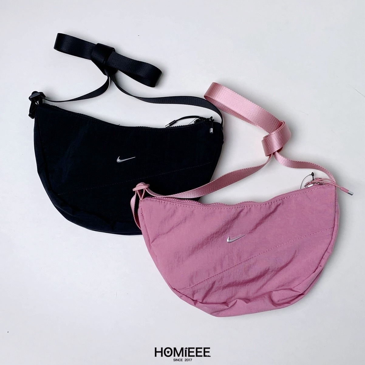 Nike Aura Crescent Crssbdy 腰包 半月包 黑色 粉色 [HQ4370-010]