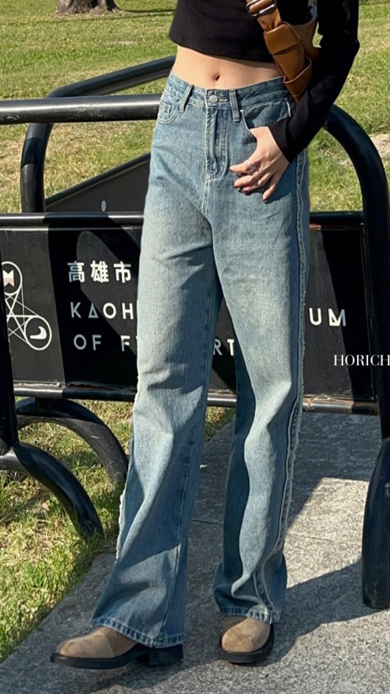 𝗗𝗲𝗰.𝟮𝟬 /24666-鬚邊牛仔寬褲/藍 S-XL