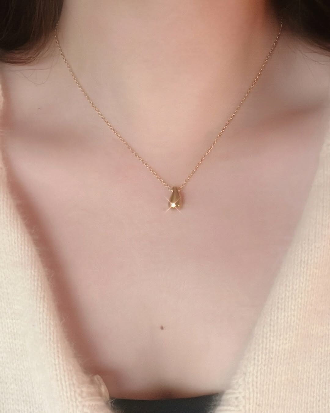[珍貴、永恆、神聖的眼淚💧] N34 Golden Tears necklace - 316L