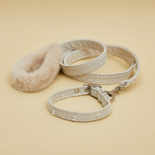 Louisdog 毛毛牽繩  灰白色